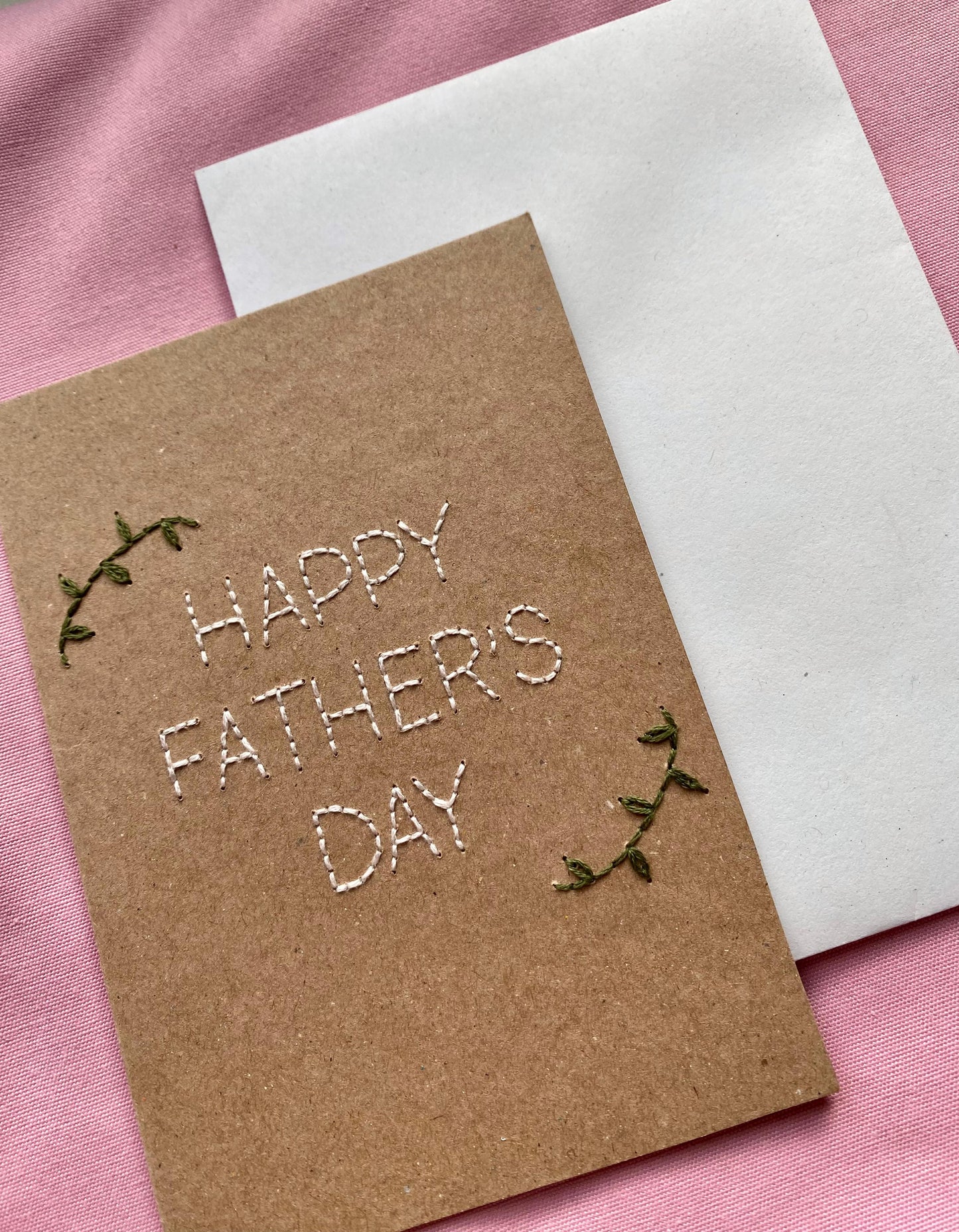 Hand Embroidered Card - Happy Father's Day