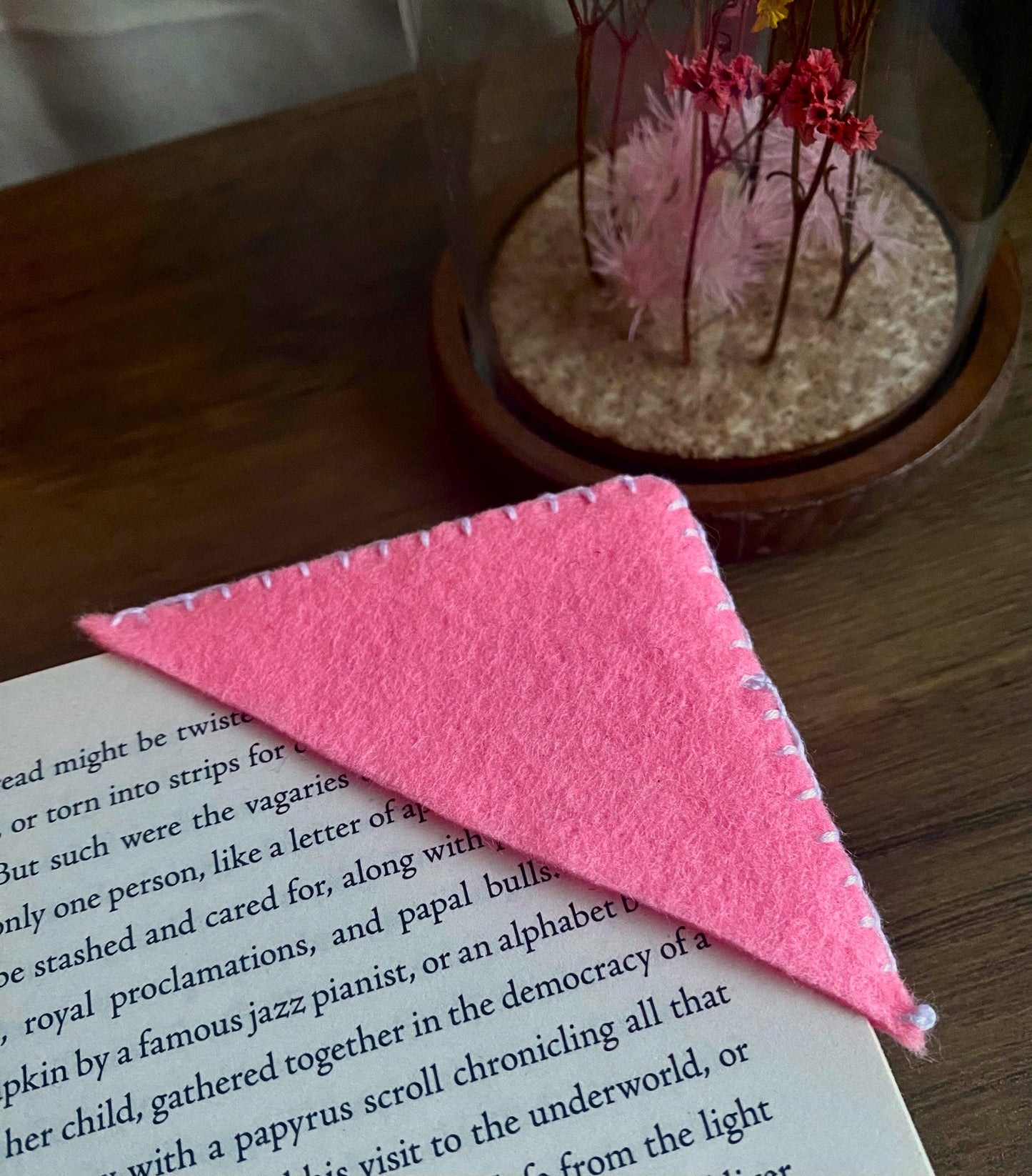 Hand Embroidered Bookmark - Pink (Plain)