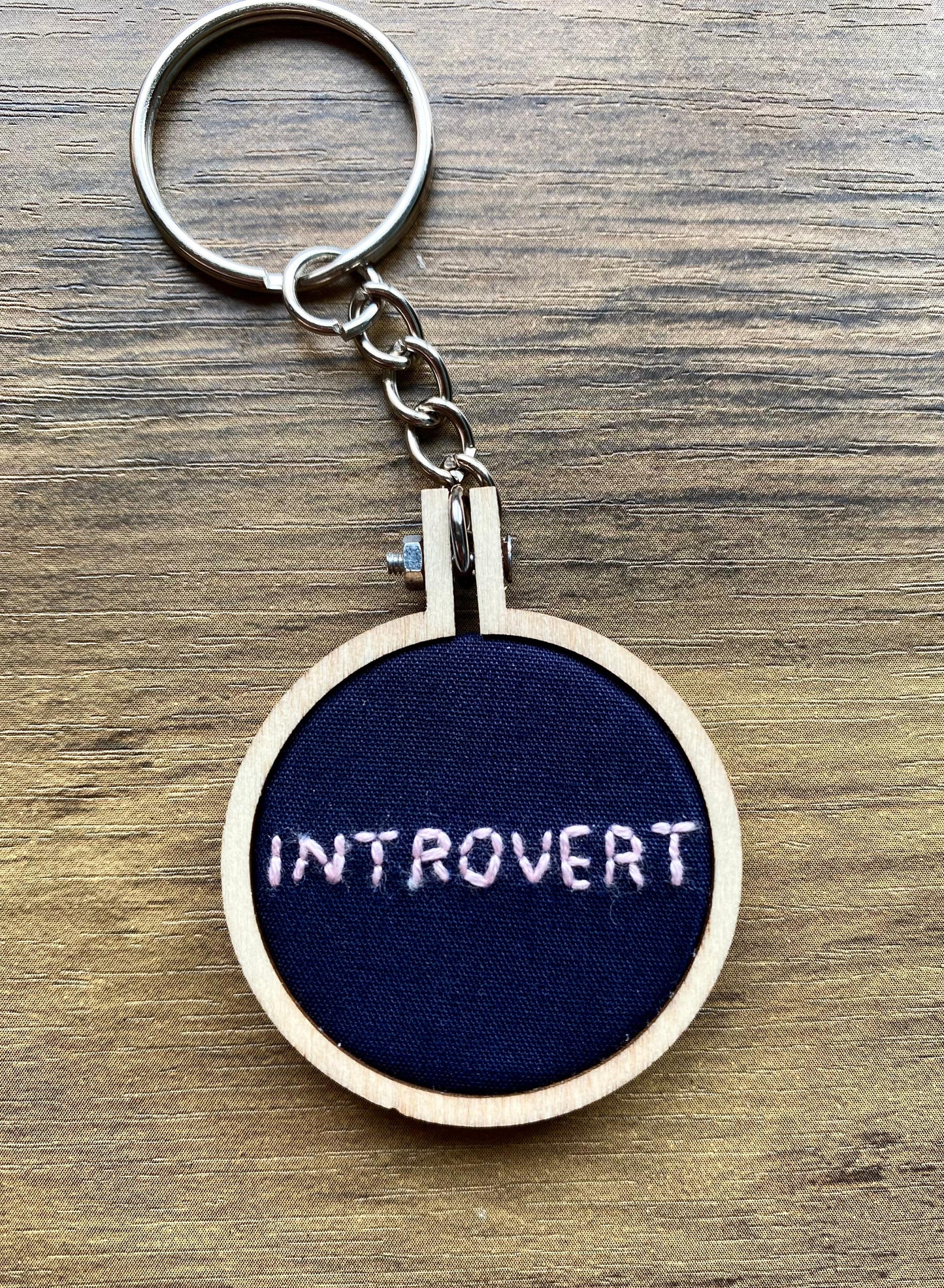 Hand Embroidered Keyring - Introvert