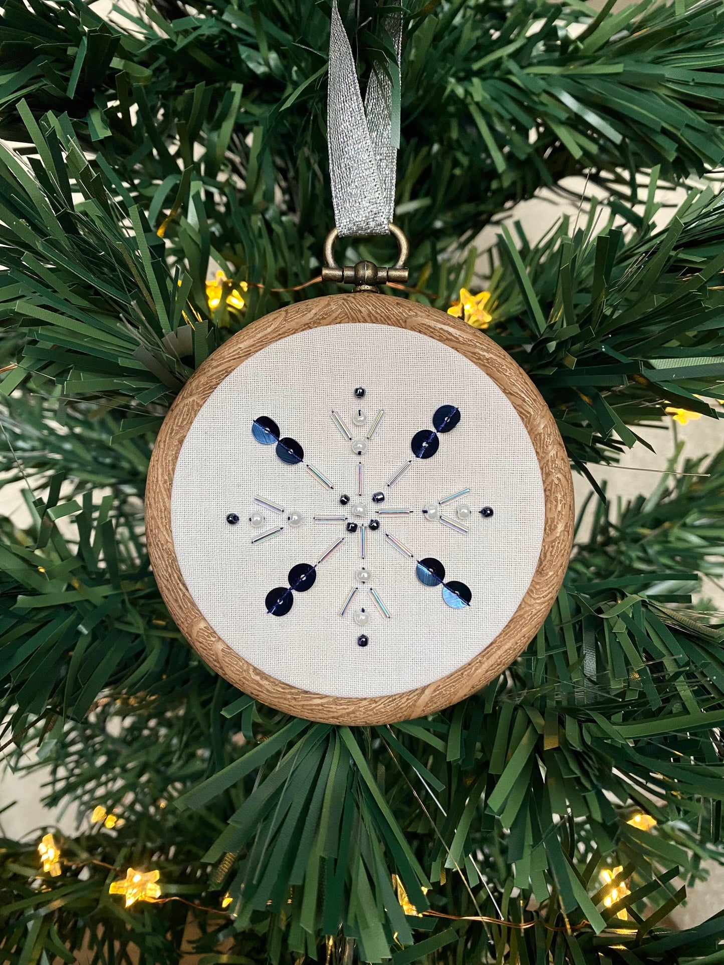 Snowflake Decoration - Cream & Dark Blue