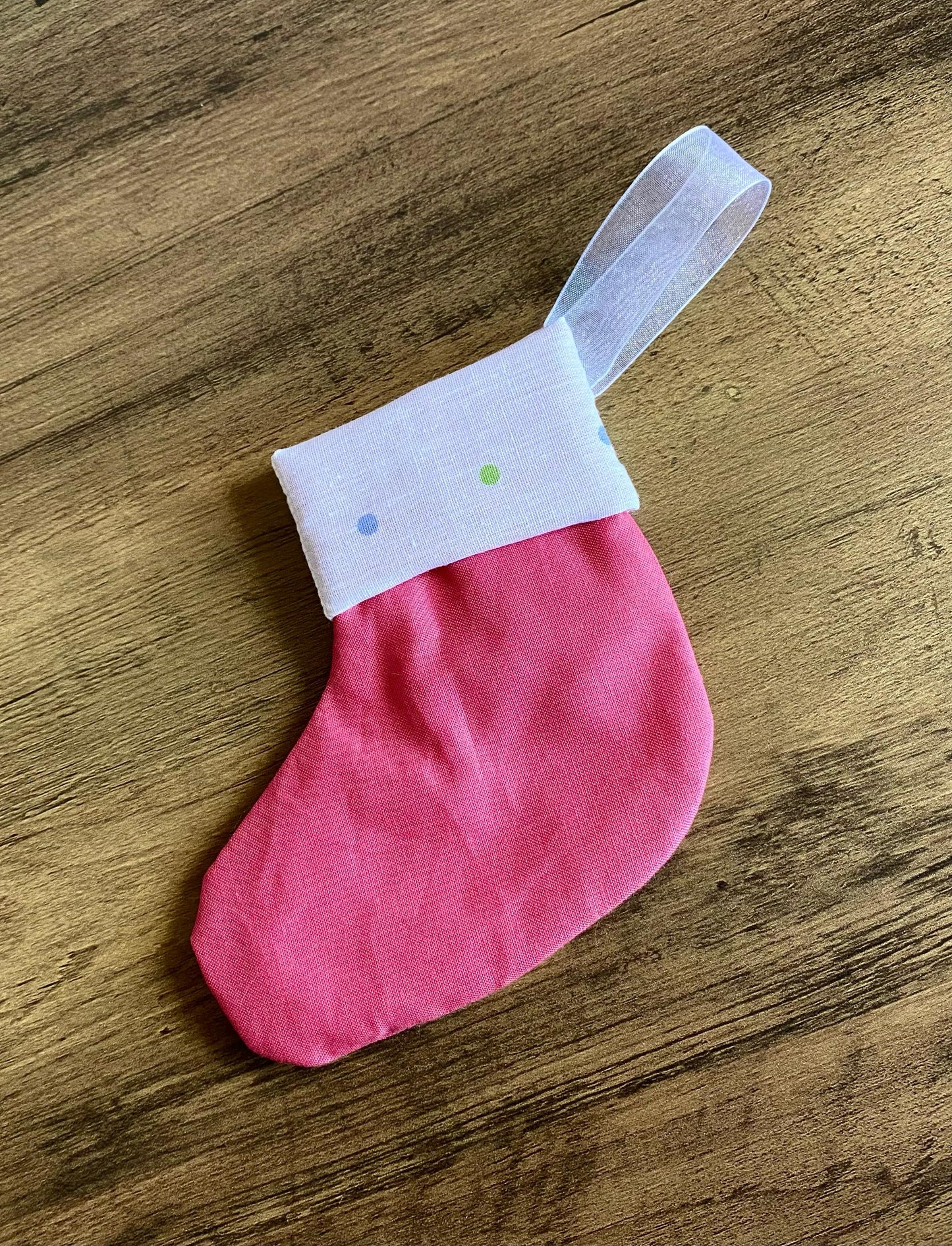 Mini Stocking - Bright Pink & Spots