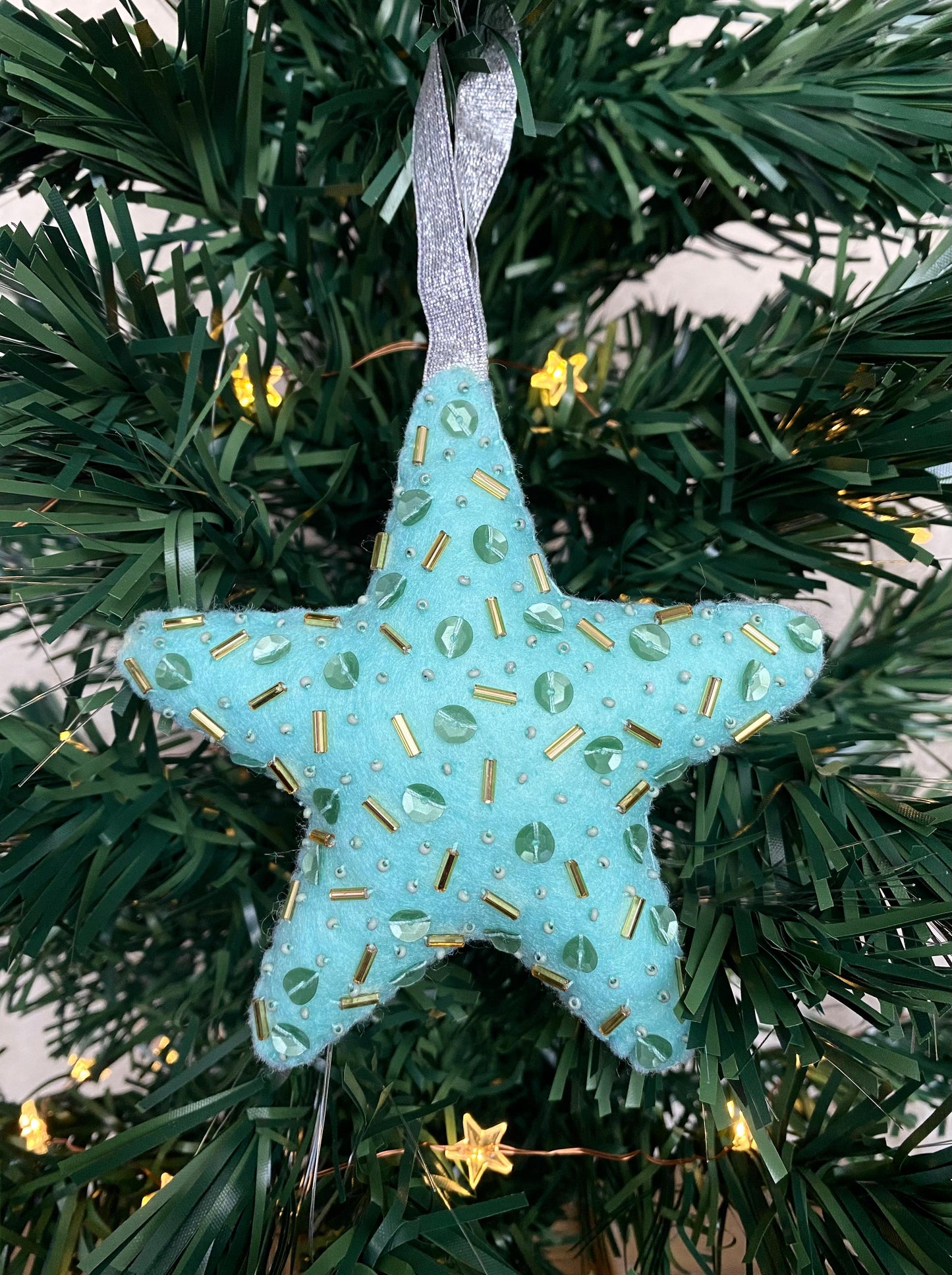 Sparkly Star Decoration - Mint Green
