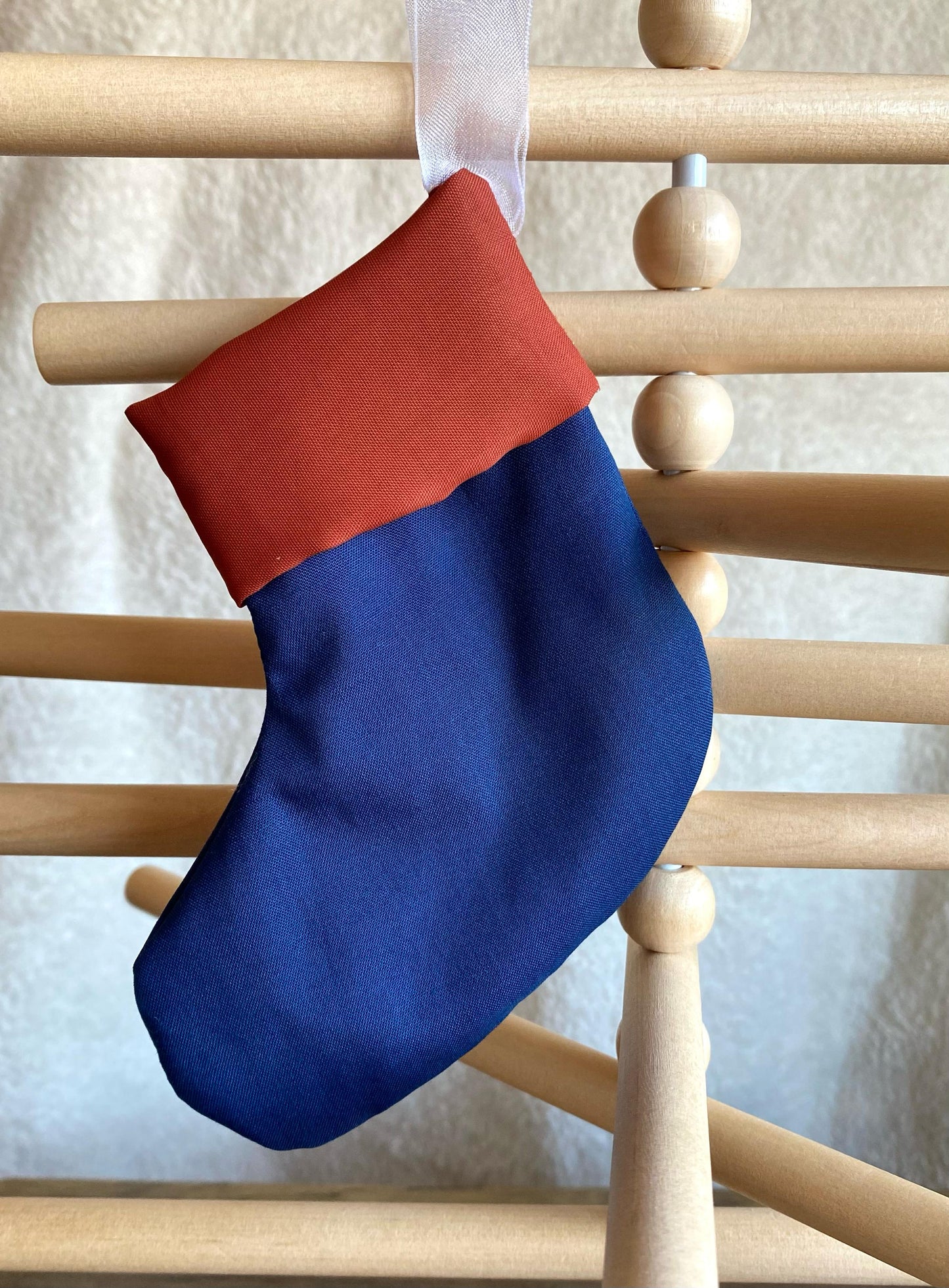 Mini Stocking - Blue & Burnt Orange