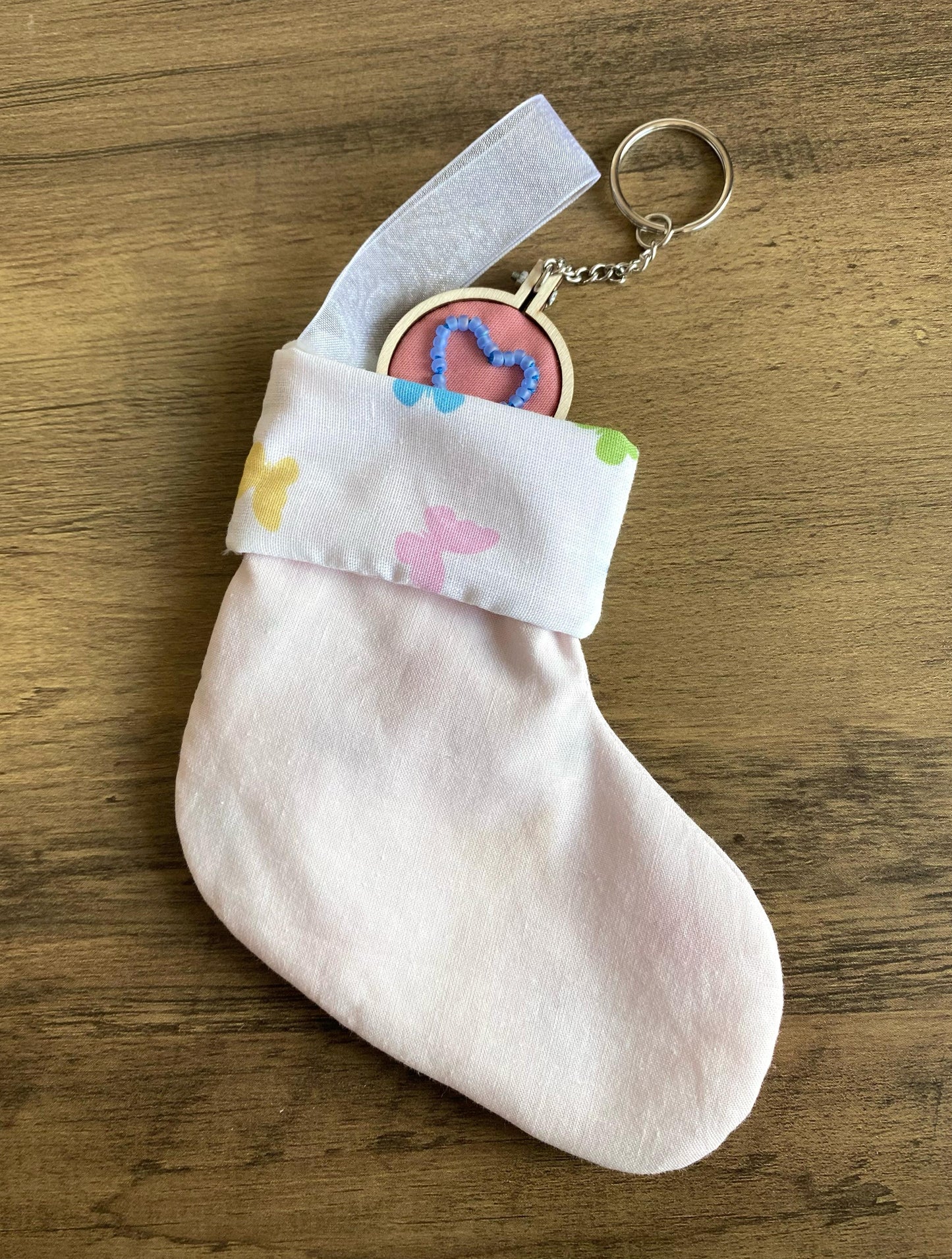 Mini Stocking - Pale Pink & Butterfly