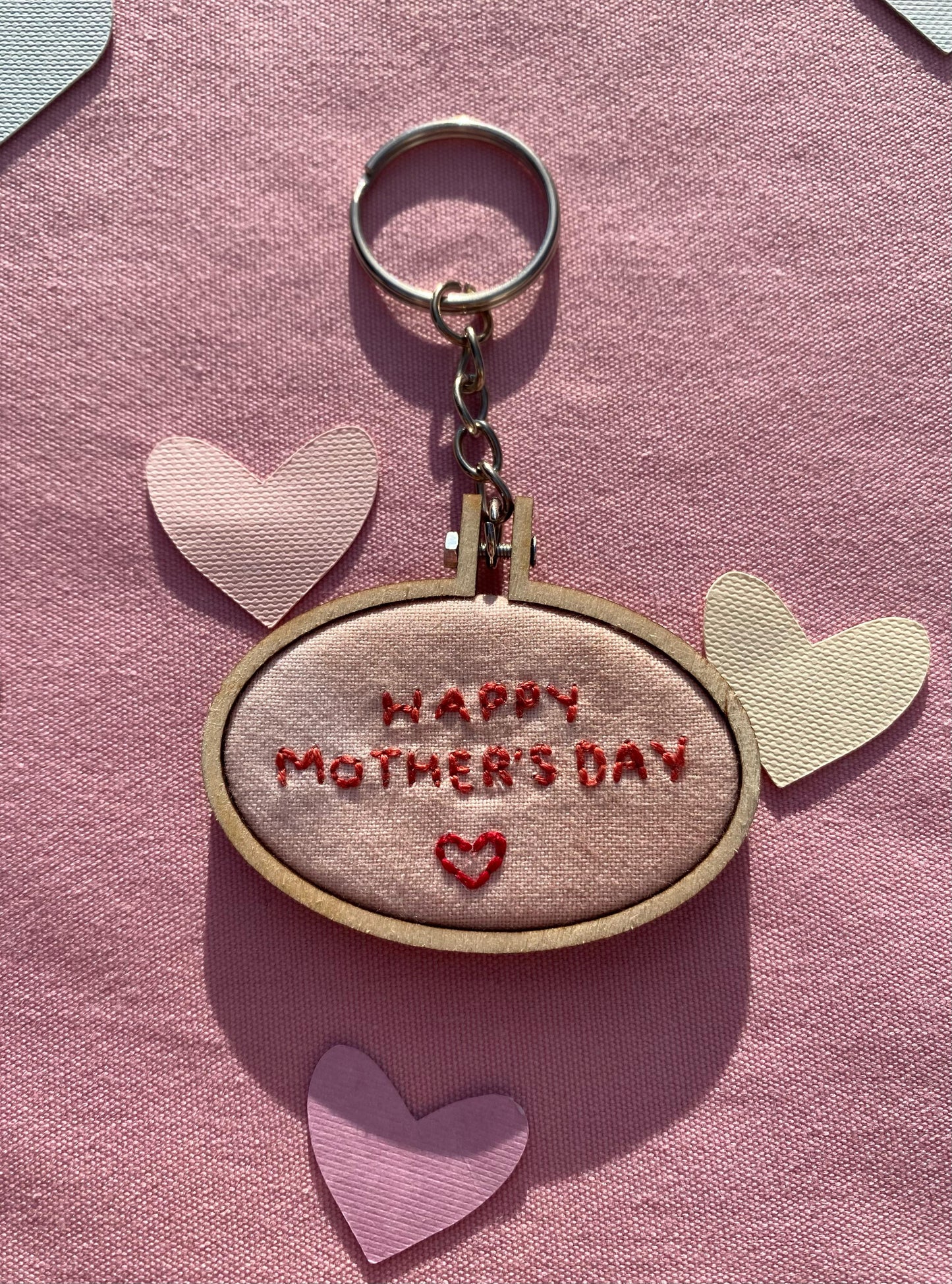 'Happy Mother's Day' Hand Embroidered Keyring