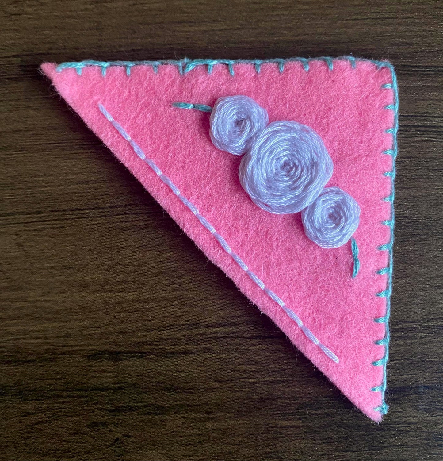 Hand Embroidered Bookmark - Pink Floral