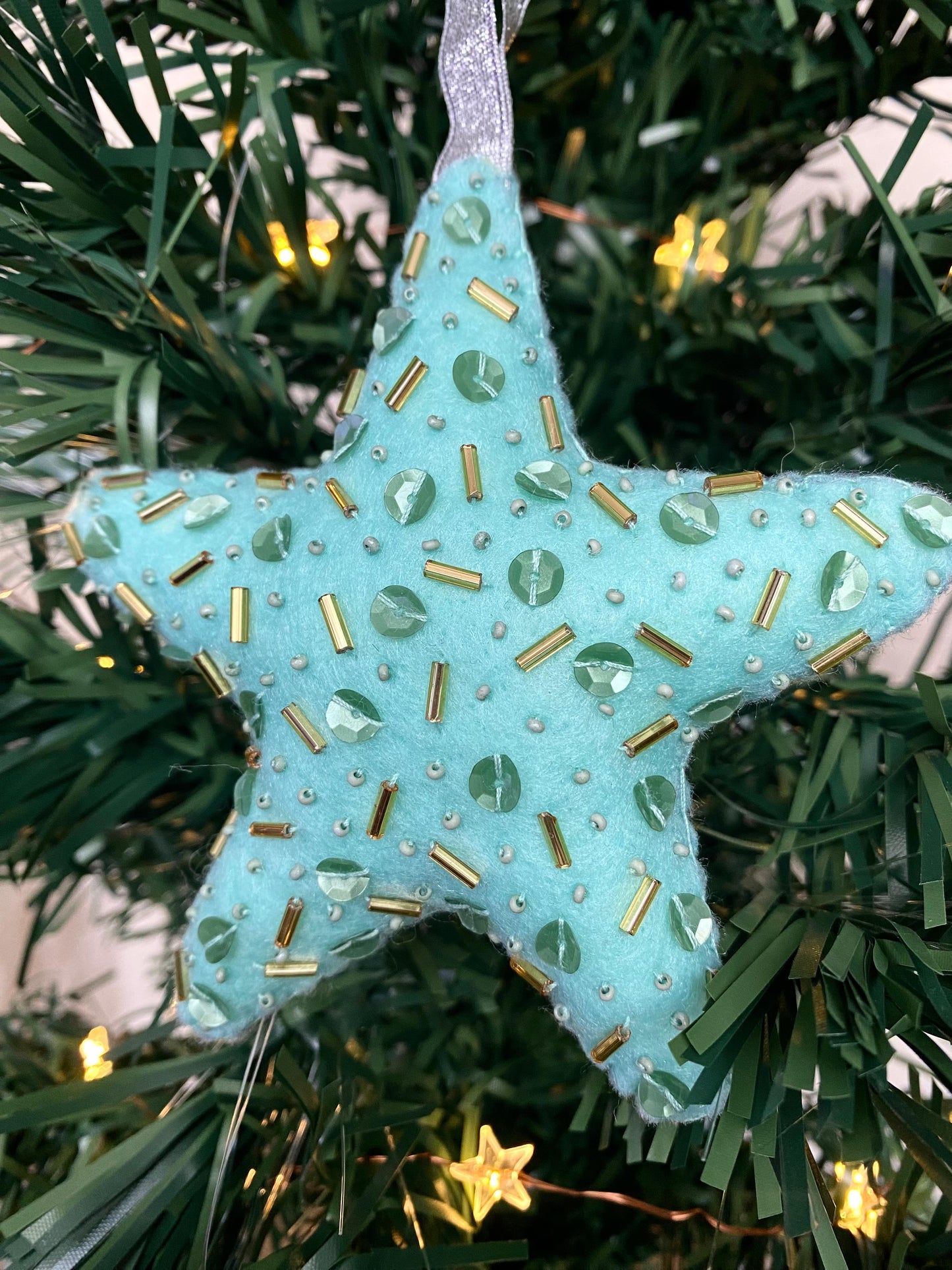 Sparkly Star Decoration - Mint Green
