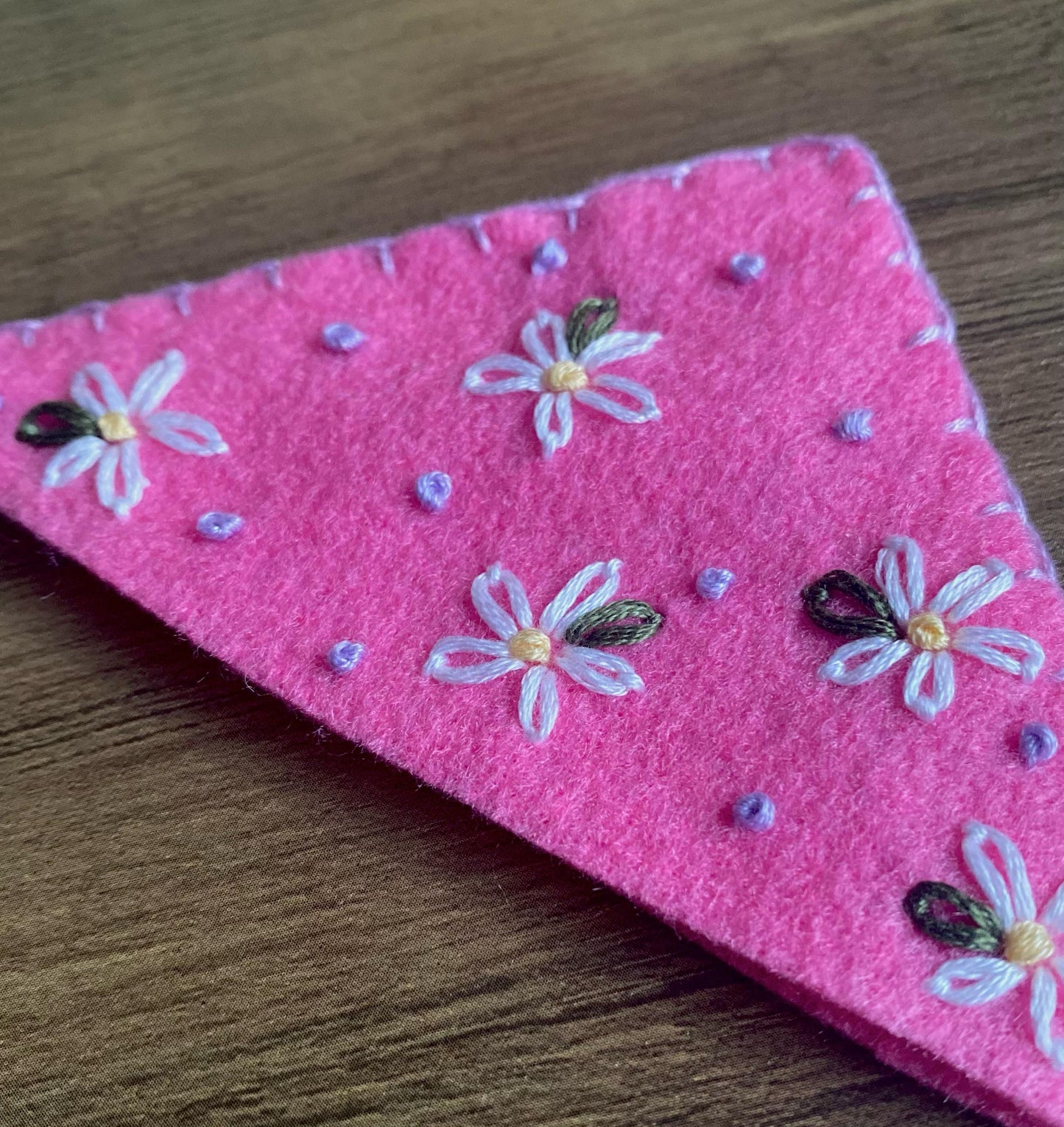 Hand Embroidered Bookmark - Pink Daisy