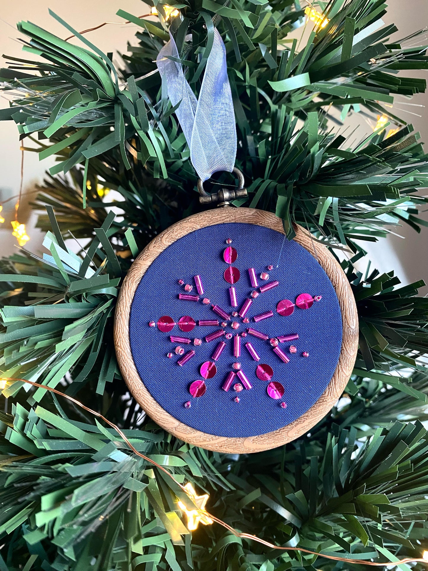 Snowflake Decoration - Blue & Fuschia
