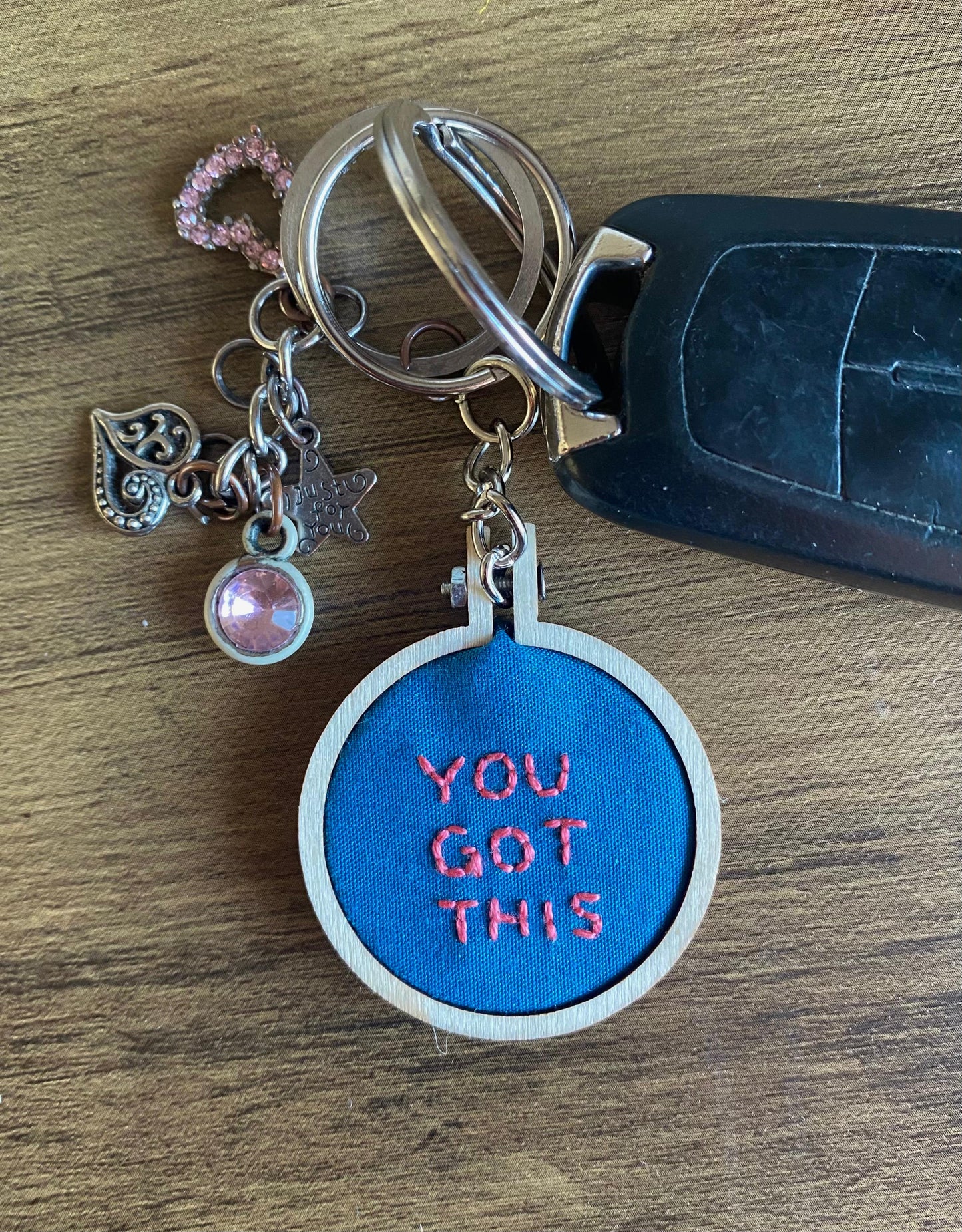 Hand Embroidered Keyring - You Got This
