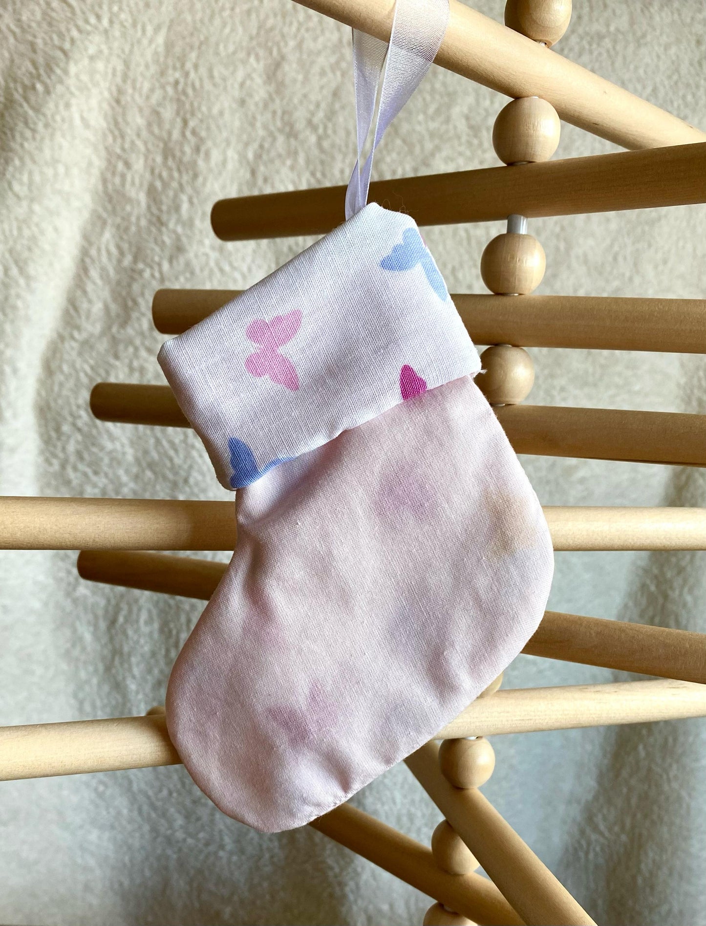 Mini Stocking - Pale Pink & Butterfly