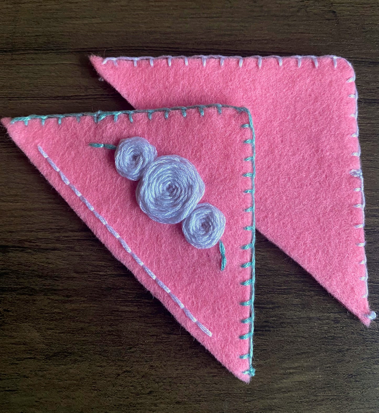 Hand Embroidered Bookmark - Pink (Plain)