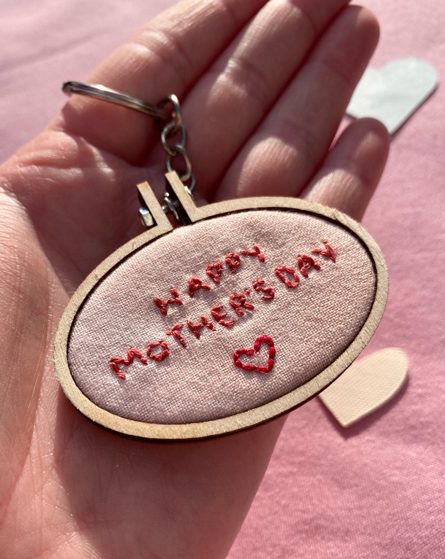 'Happy Mother's Day' Hand Embroidered Keyring