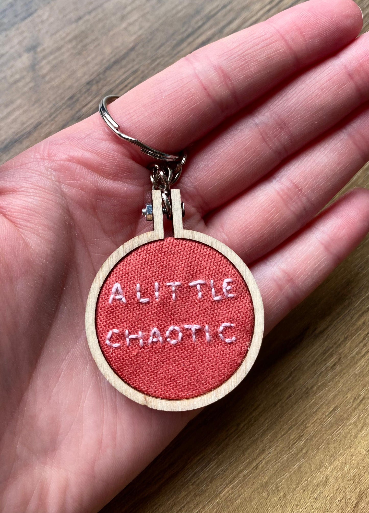 Hand Embroidered Keyring - A Little Chaotic