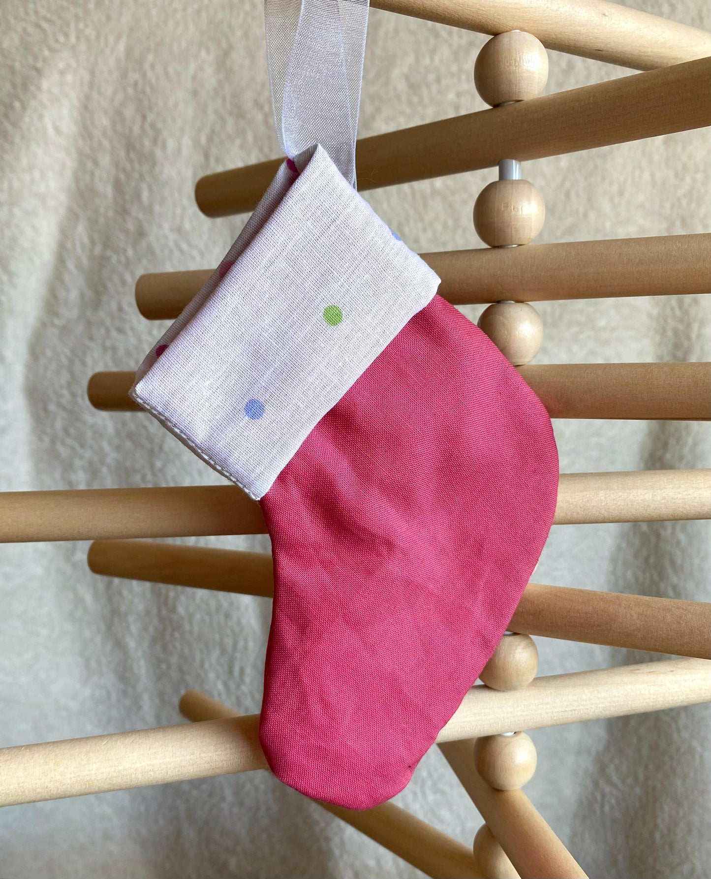 Mini Stocking - Bright Pink & Spots