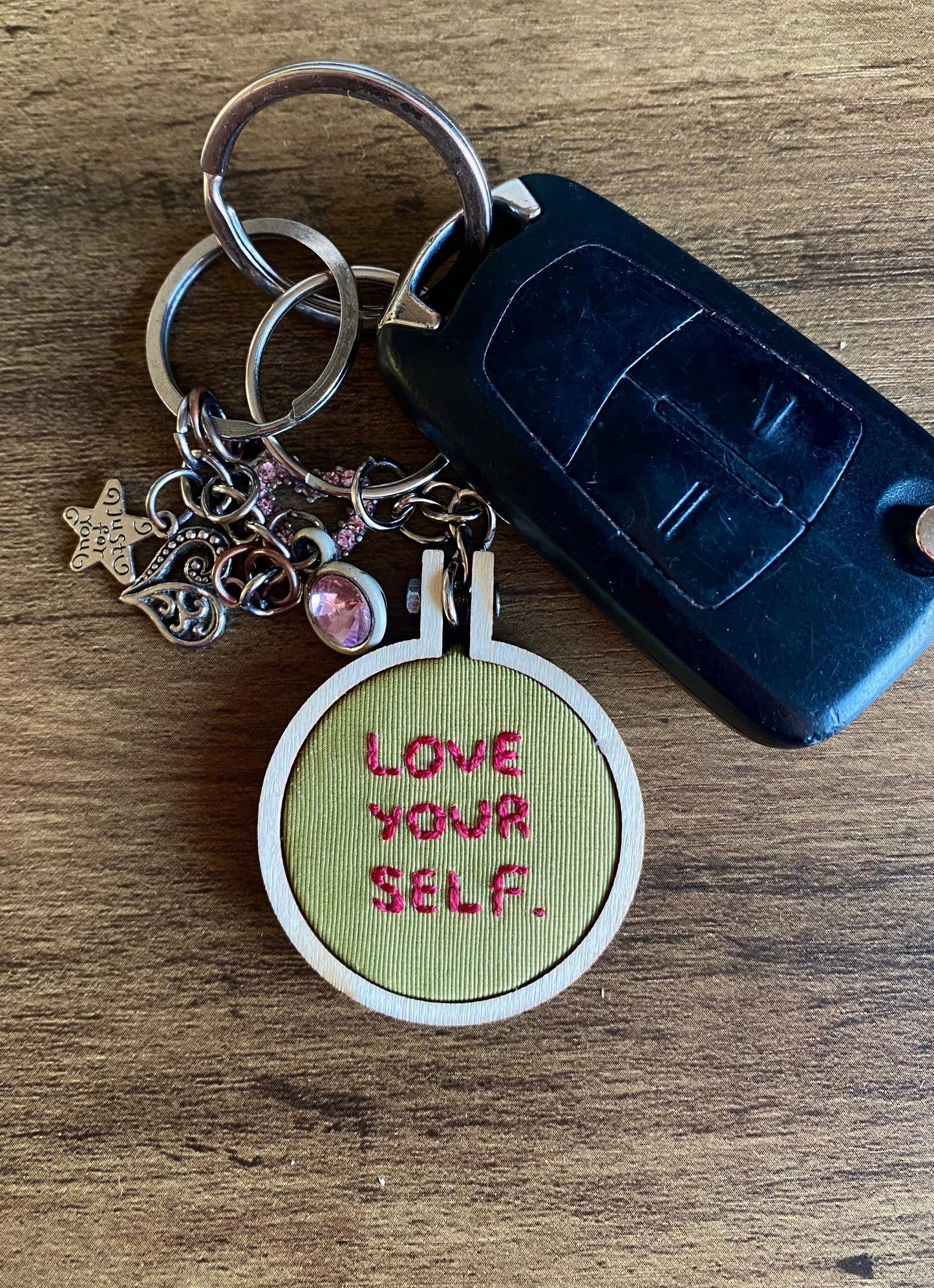 Hand Embroidered Keyring - Love Yourself