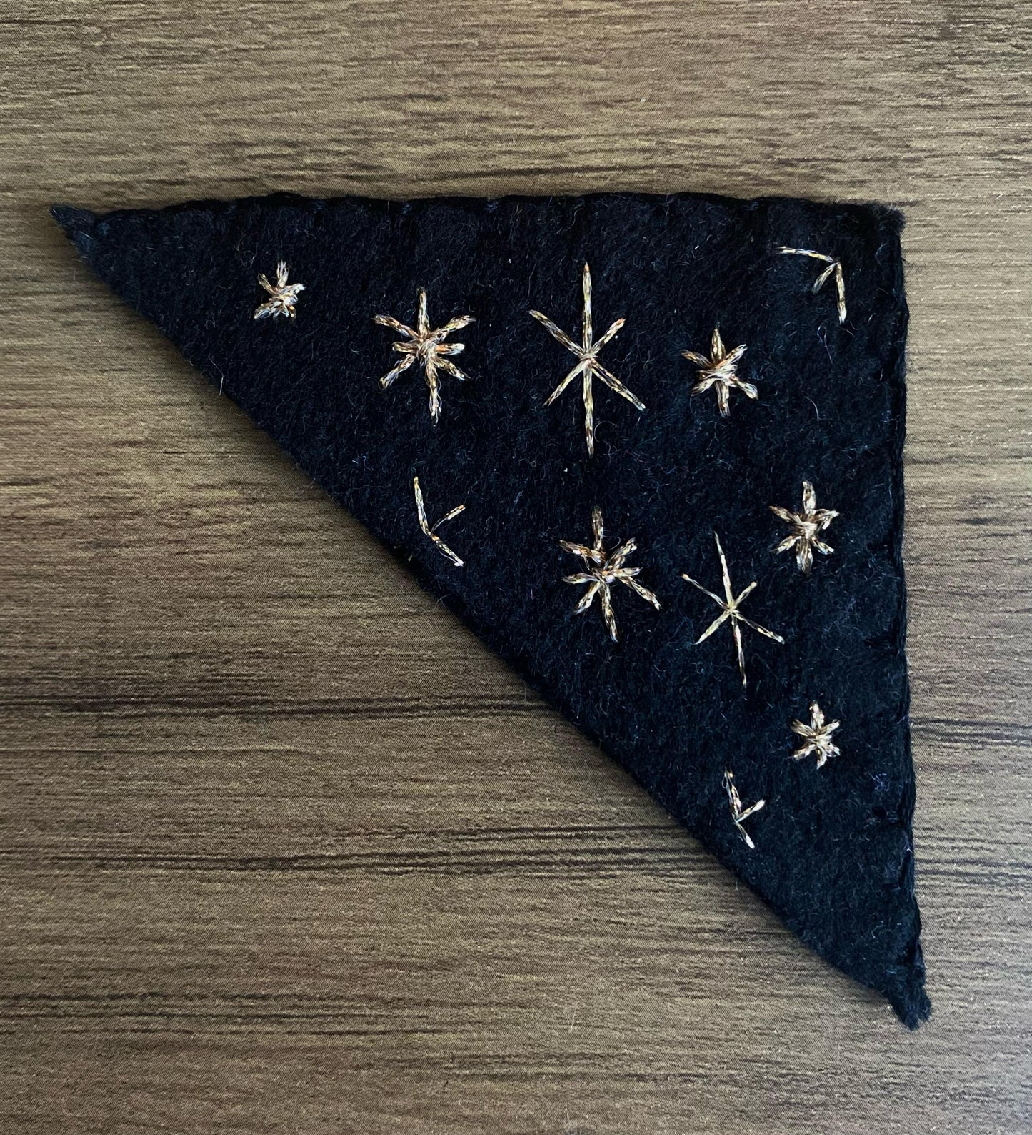 Hand Embroidered Bookmark - Black Starry Night