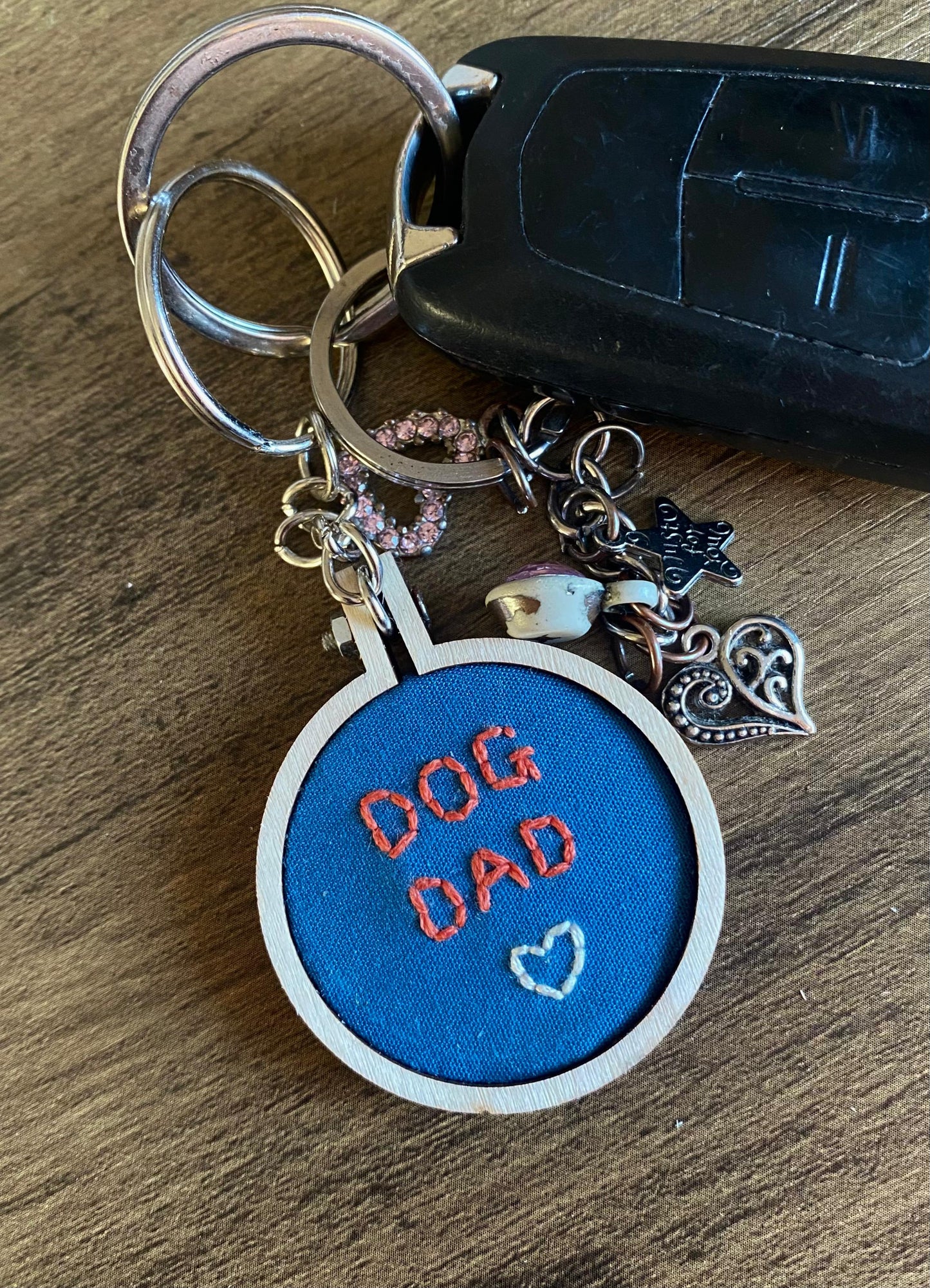 Hand Embroidered Keyring - Dog Dad