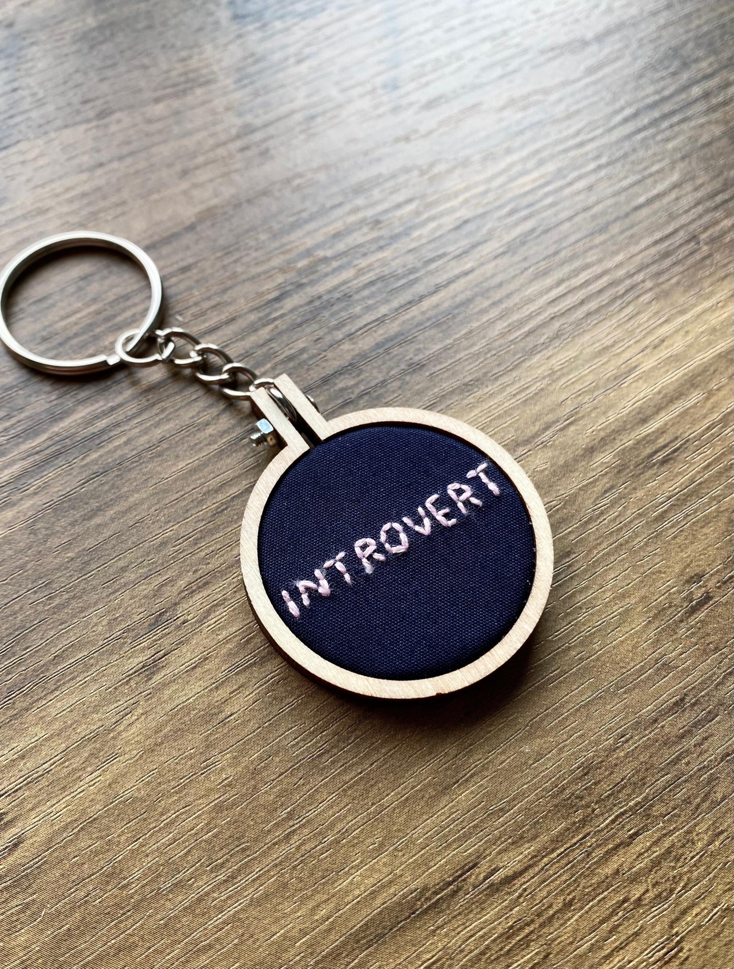 Hand Embroidered Keyring - Introvert