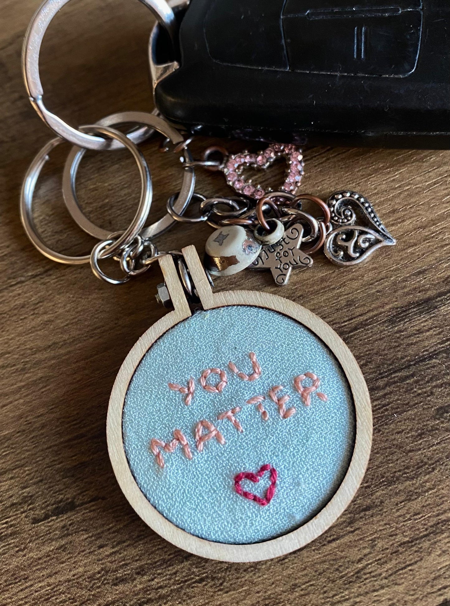 Hand Embroidered Keyring - You Matter
