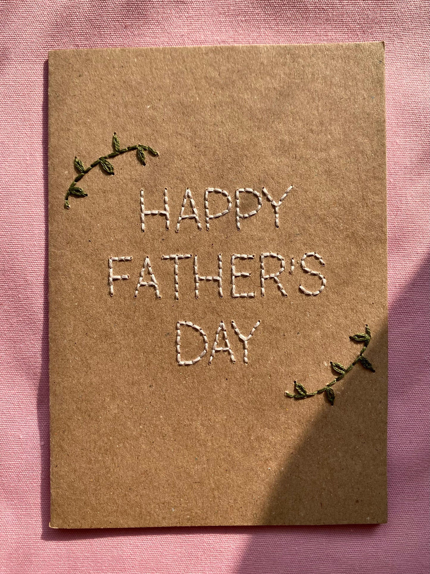 Hand Embroidered Card - Happy Father's Day