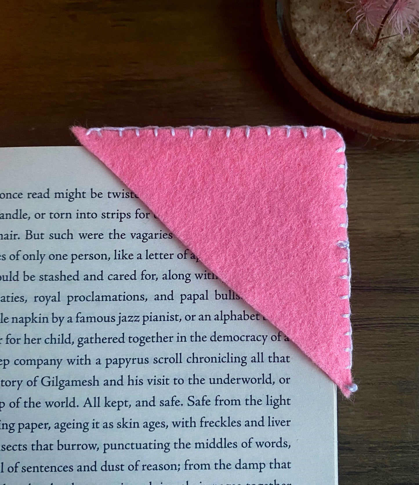 Hand Embroidered Bookmark - Pink (Plain)
