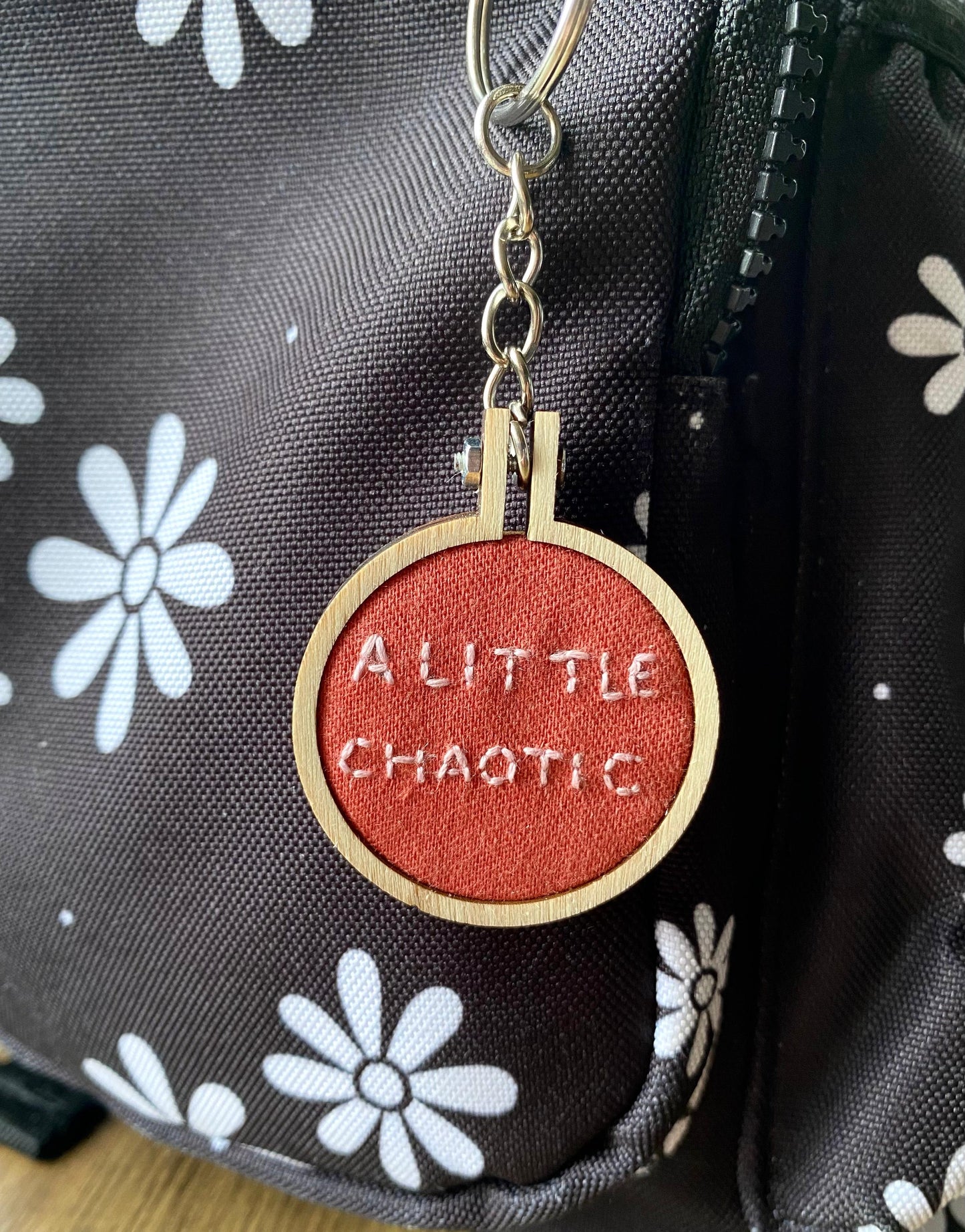 Hand Embroidered Keyring - A Little Chaotic