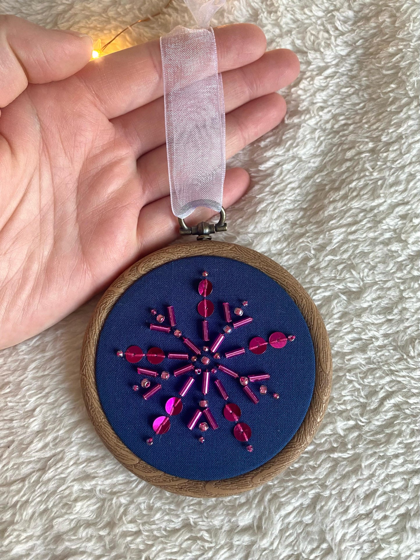 Snowflake Decoration - Blue & Fuschia