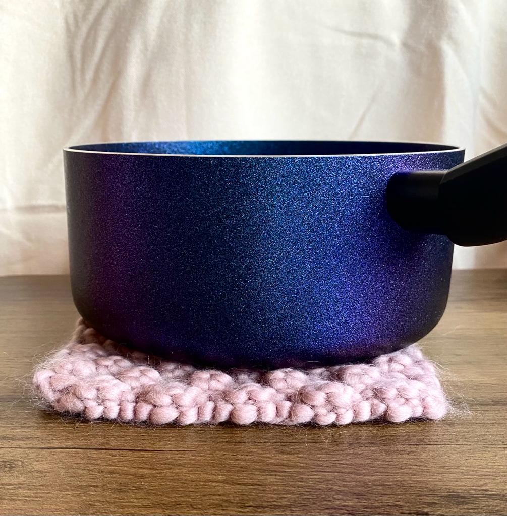 Knitted Hot Pan Holder - Pink