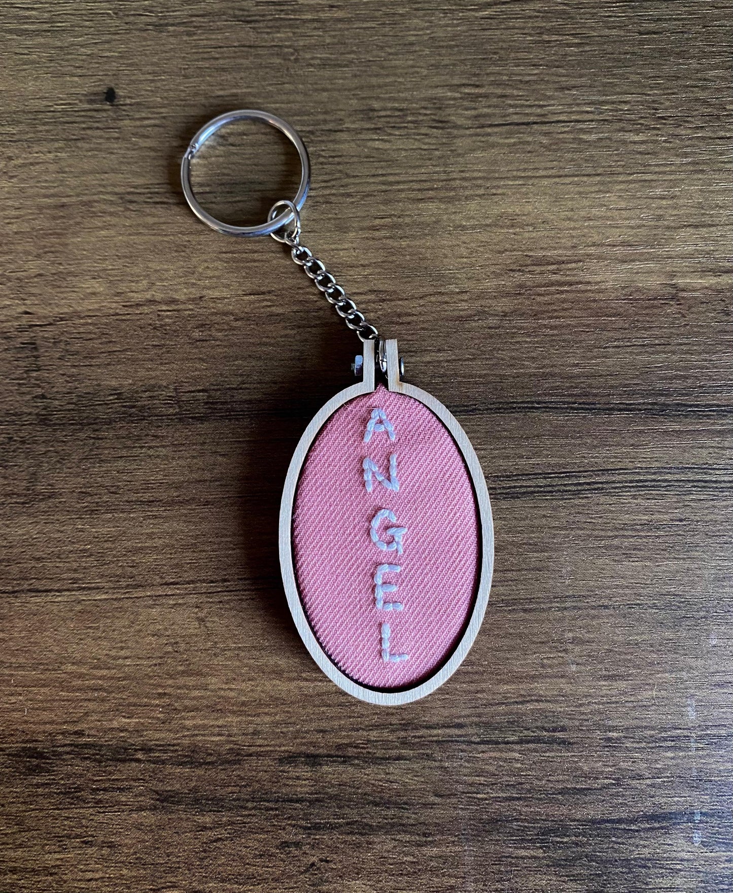 Hand Embroidered Keyring - Angel