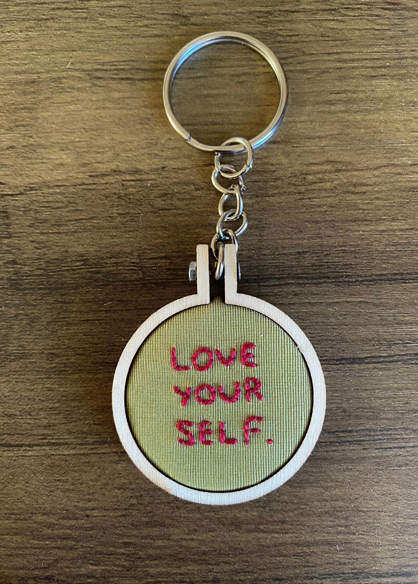 Hand Embroidered Keyring - Love Yourself