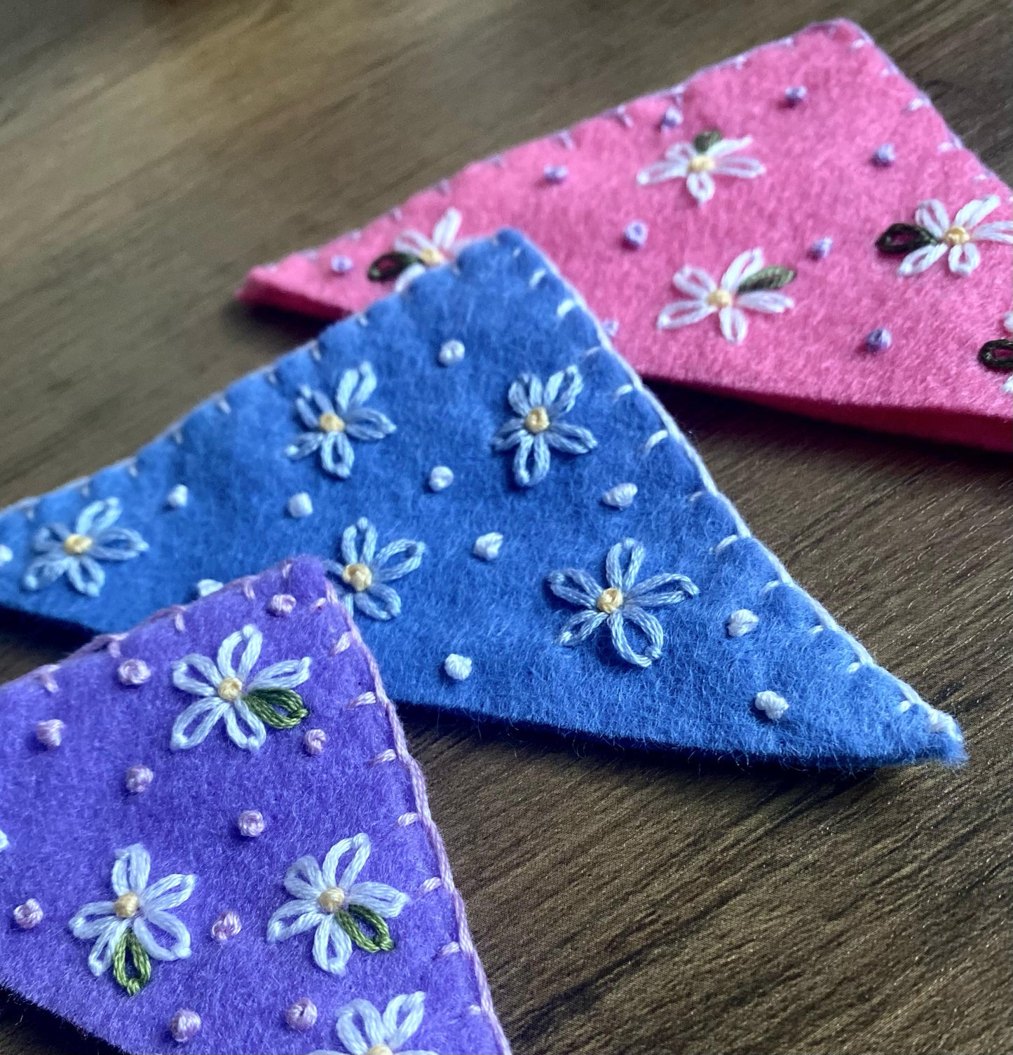 Hand Embroidered Bookmark - Pink Daisy