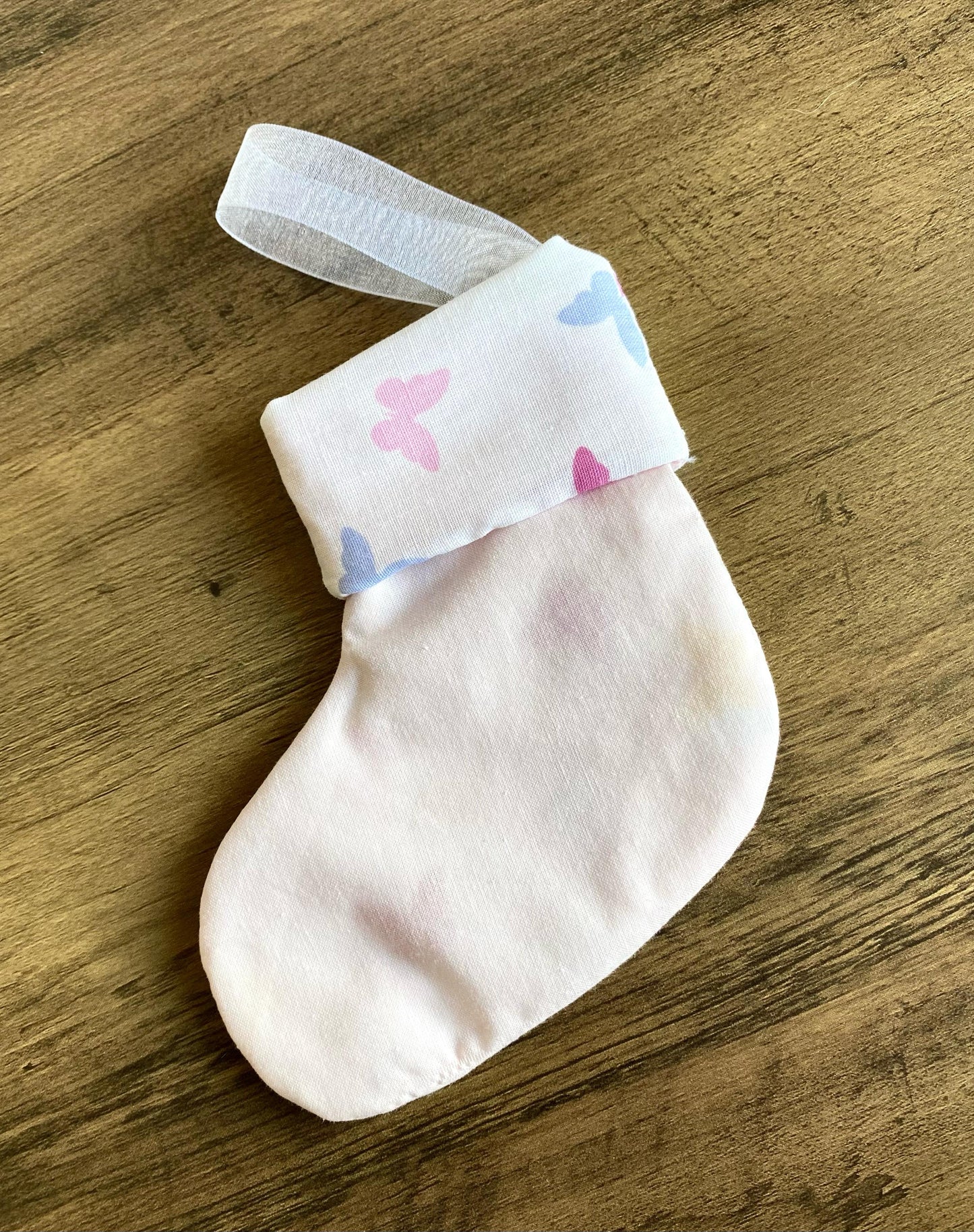 Mini Stocking - Pale Pink & Butterfly