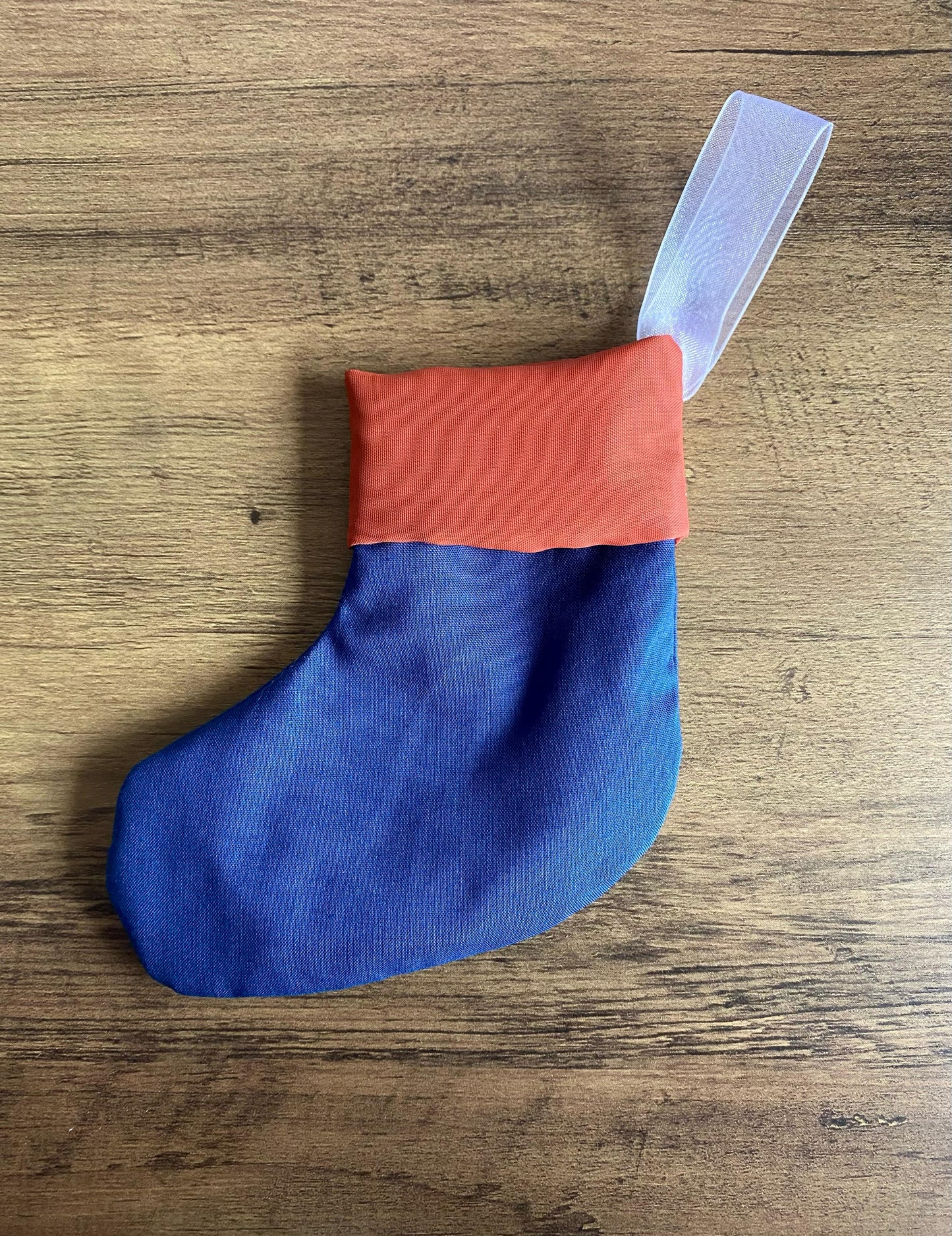Mini Stocking - Blue & Burnt Orange