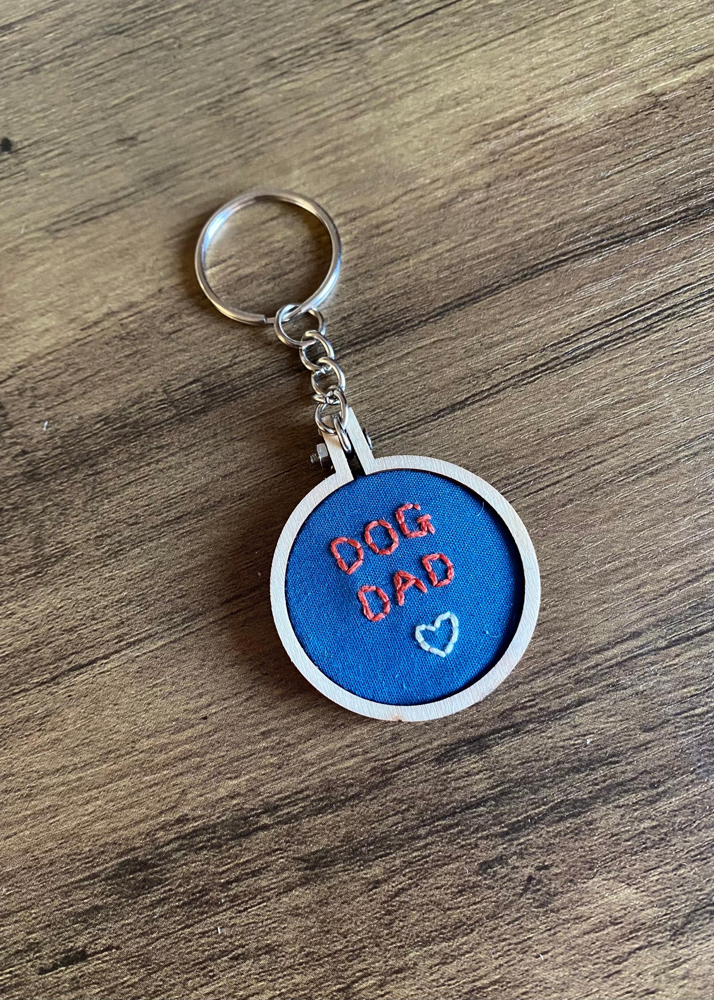 Hand Embroidered Keyring - Dog Dad