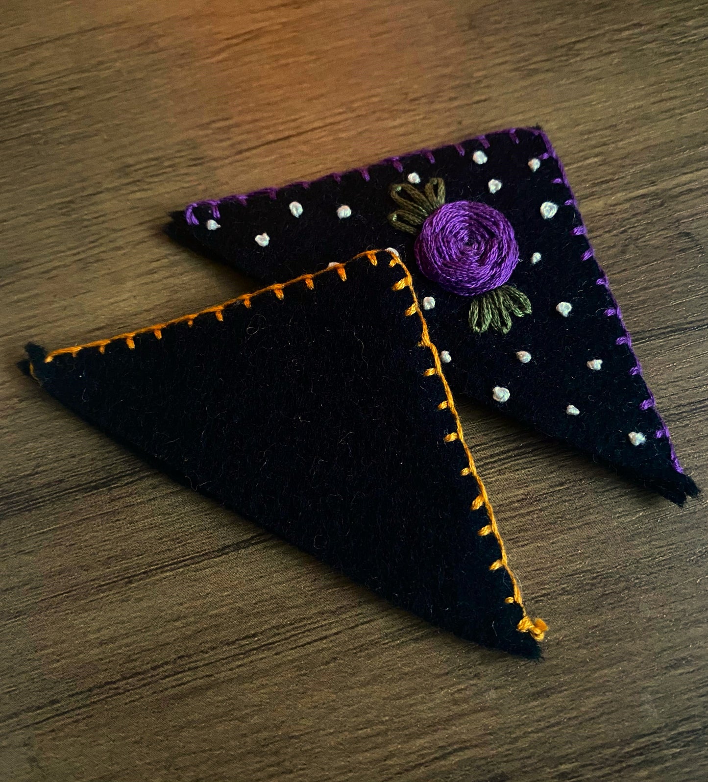 Hand Embroidered Bookmark - Black (Plain)