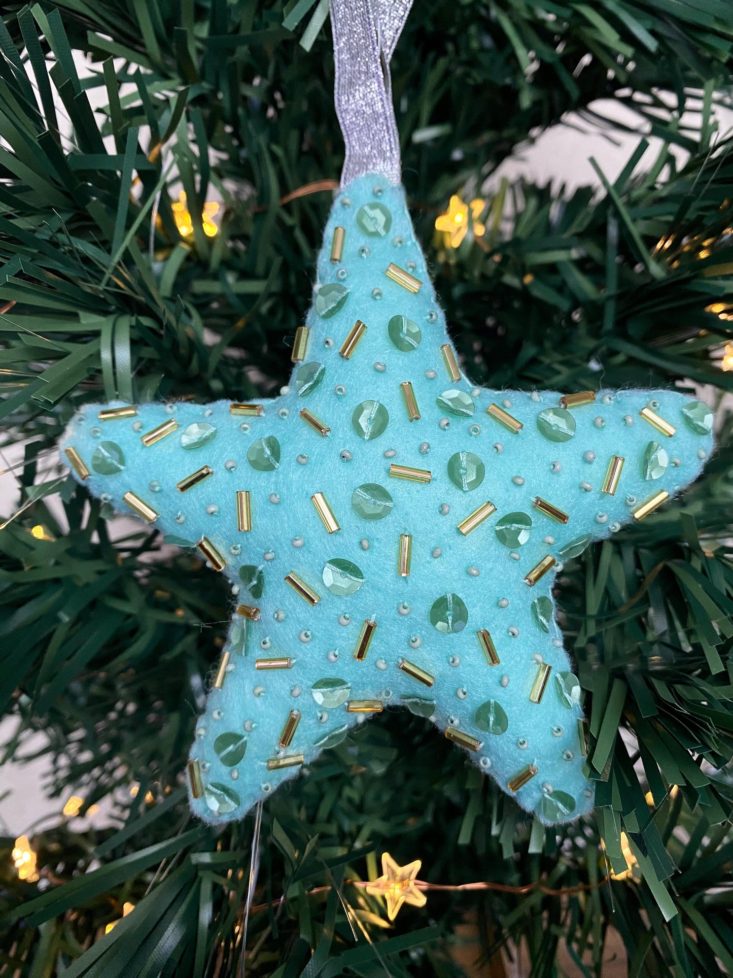 Sparkly Star Decoration - Mint Green