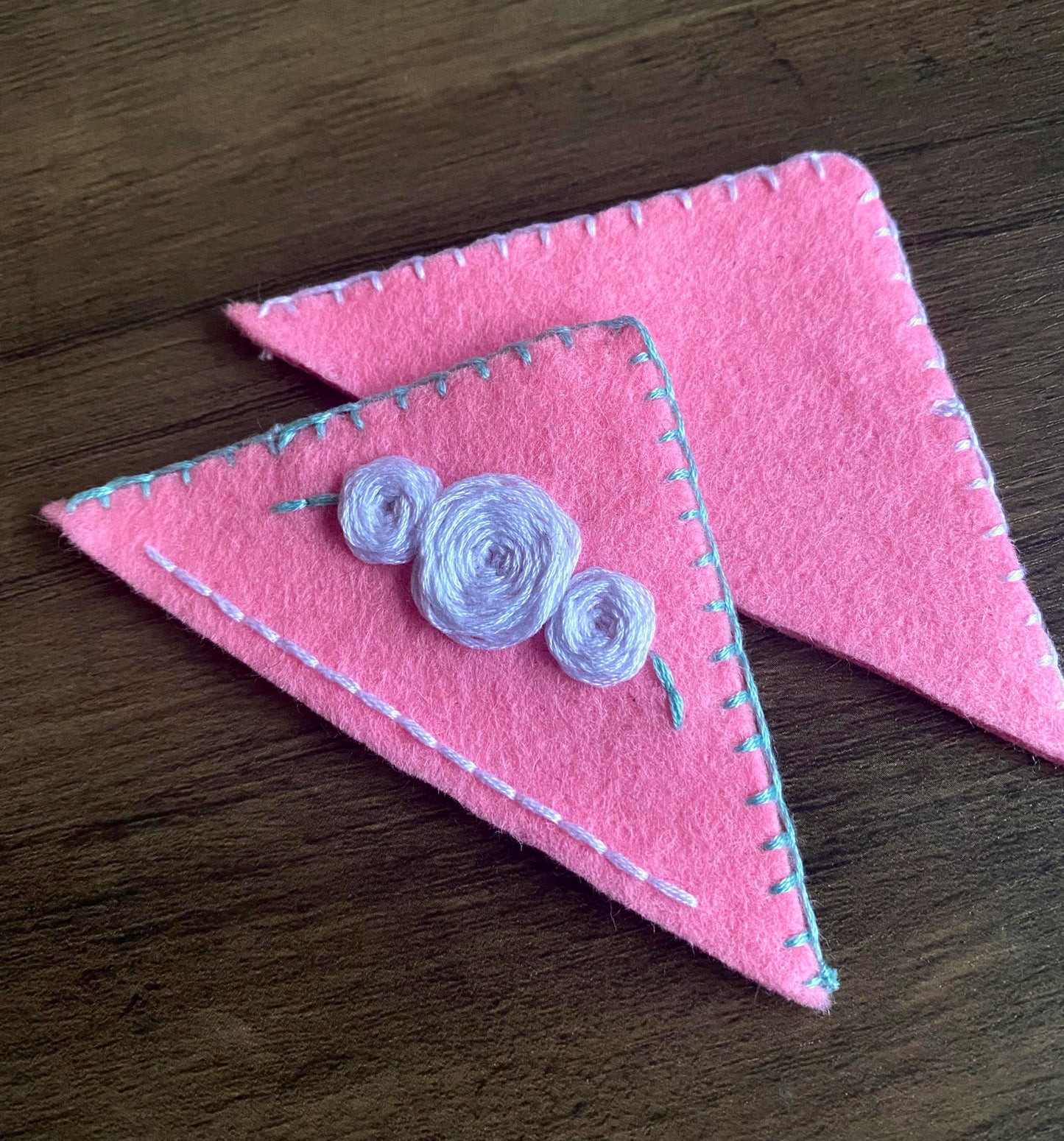 Hand Embroidered Bookmark - Pink (Plain)
