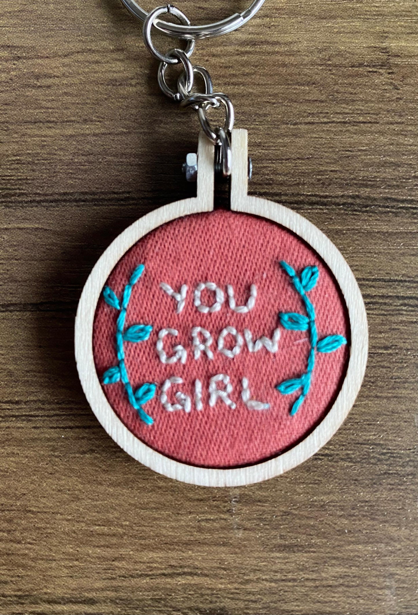 Hand Embroidered Keyring - You Grow Girl