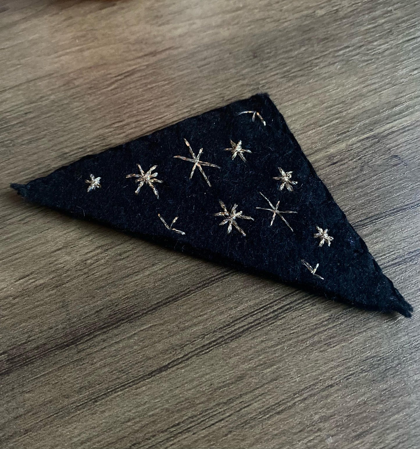 Hand Embroidered Bookmark - Black Starry Night