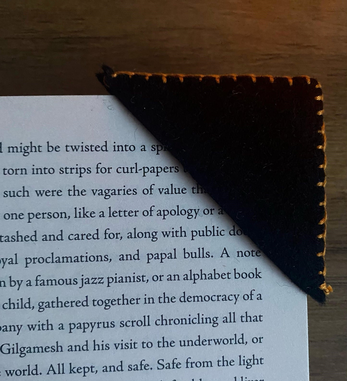 Hand Embroidered Bookmark - Black (Plain)