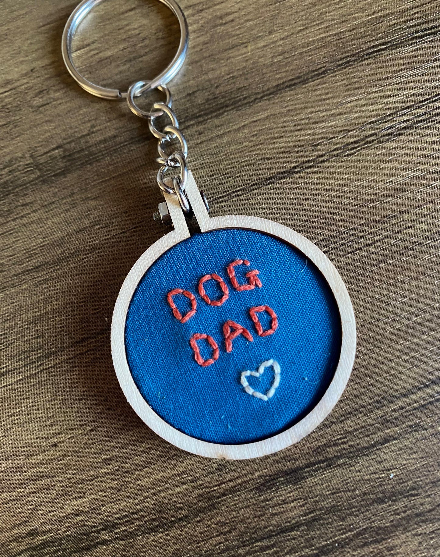 Hand Embroidered Keyring - Dog Dad