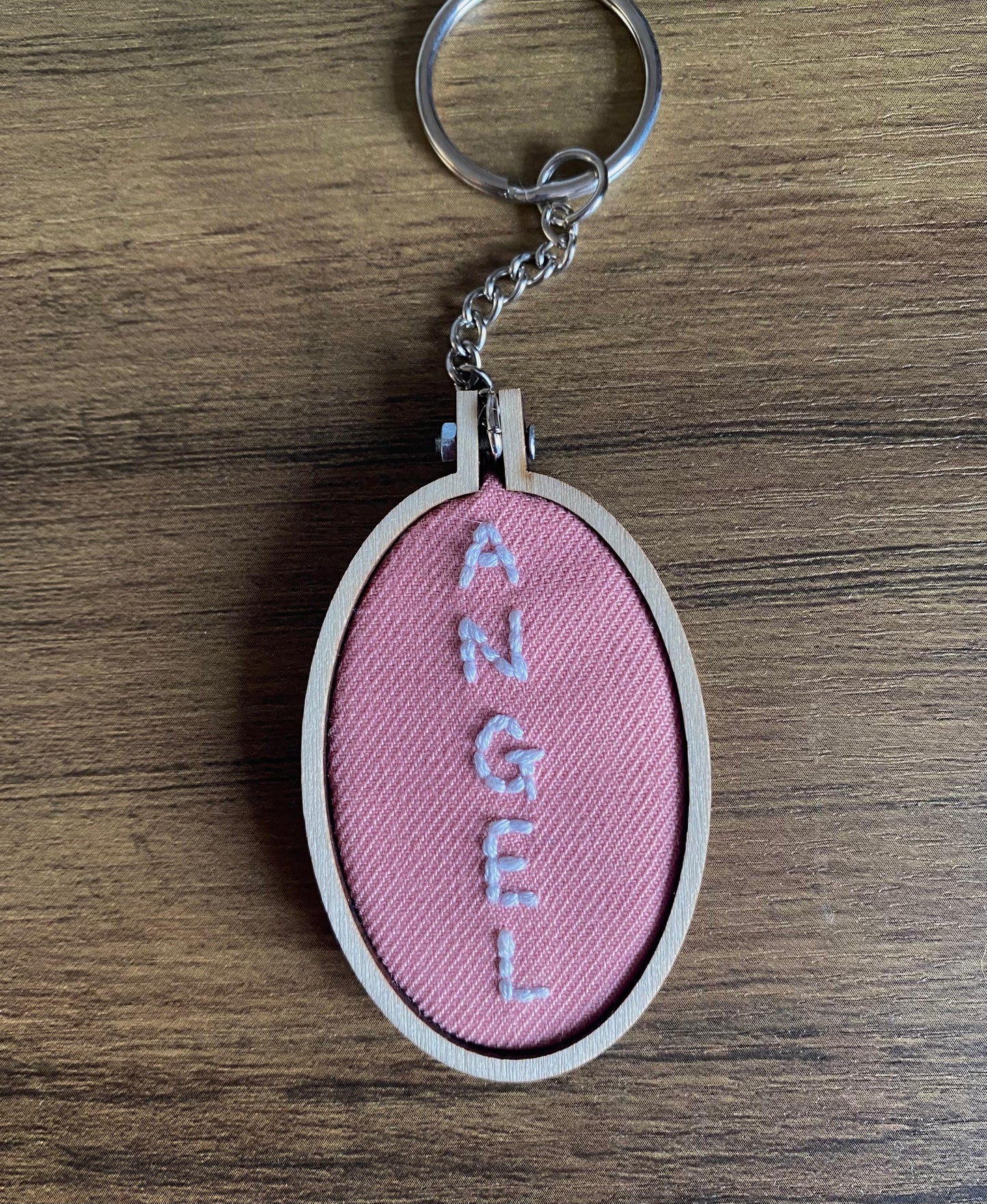 Hand Embroidered Keyring - Angel