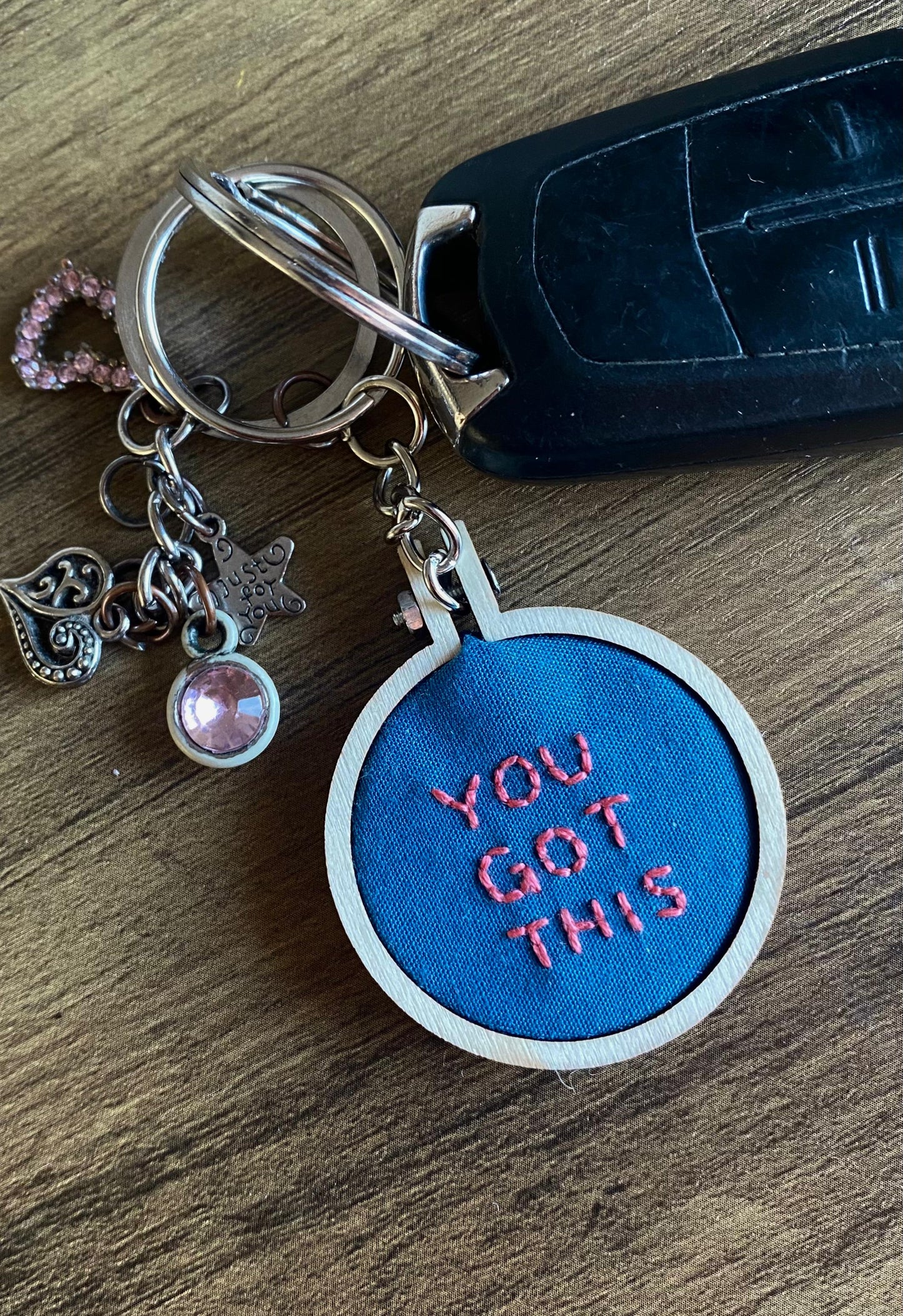 Hand Embroidered Keyring - You Got This