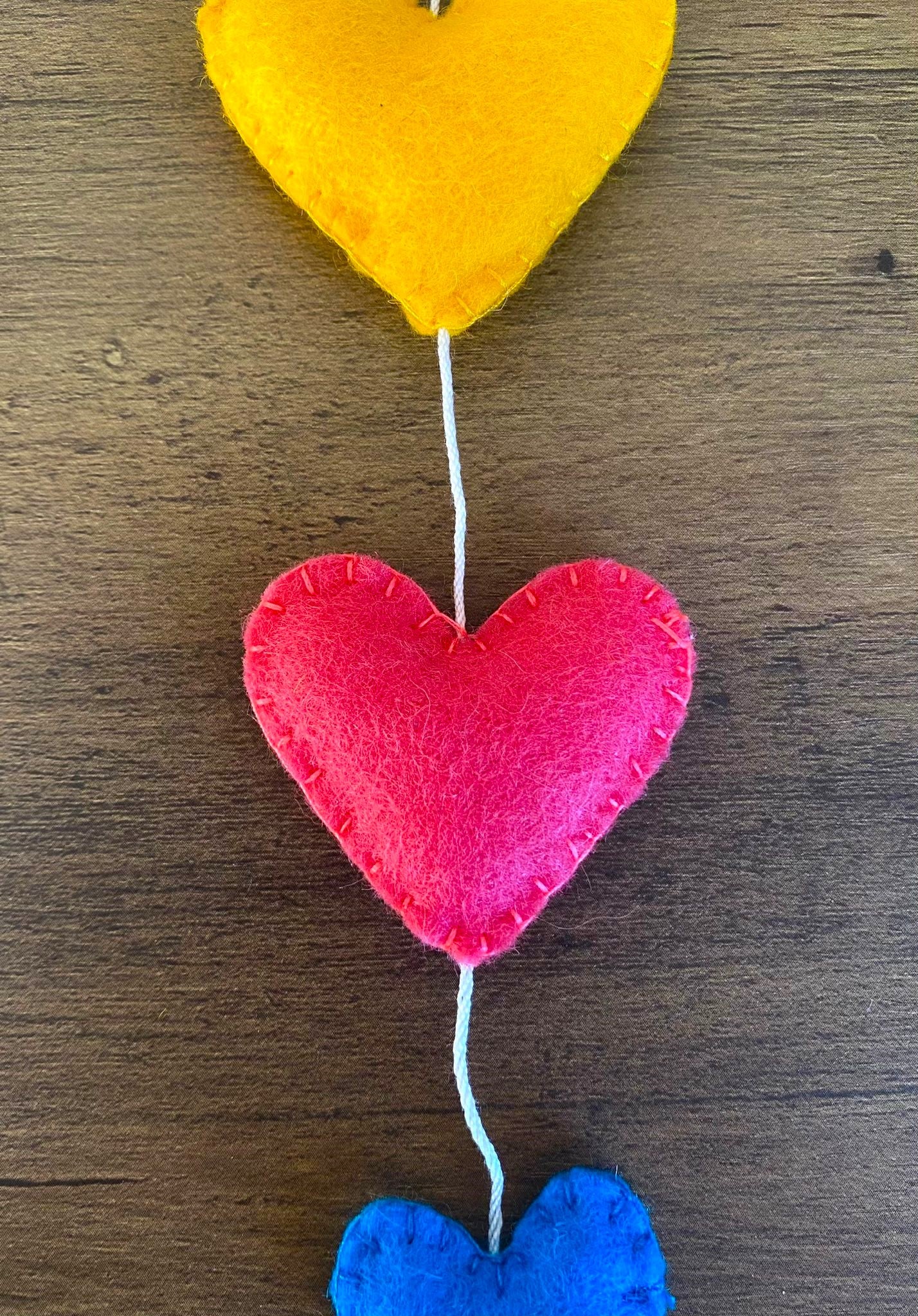 Hearts Hanging Decoration - Bright