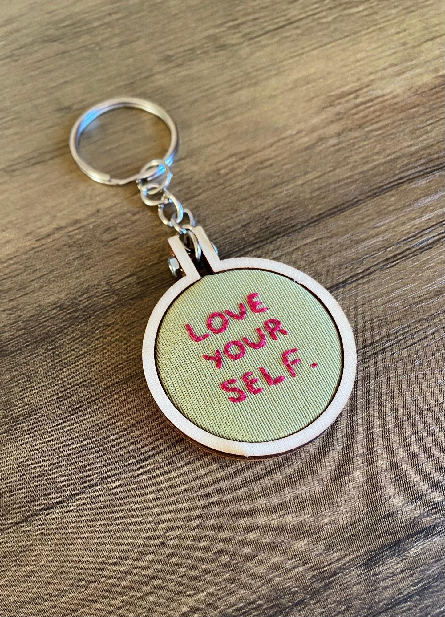 Hand Embroidered Keyring - Love Yourself