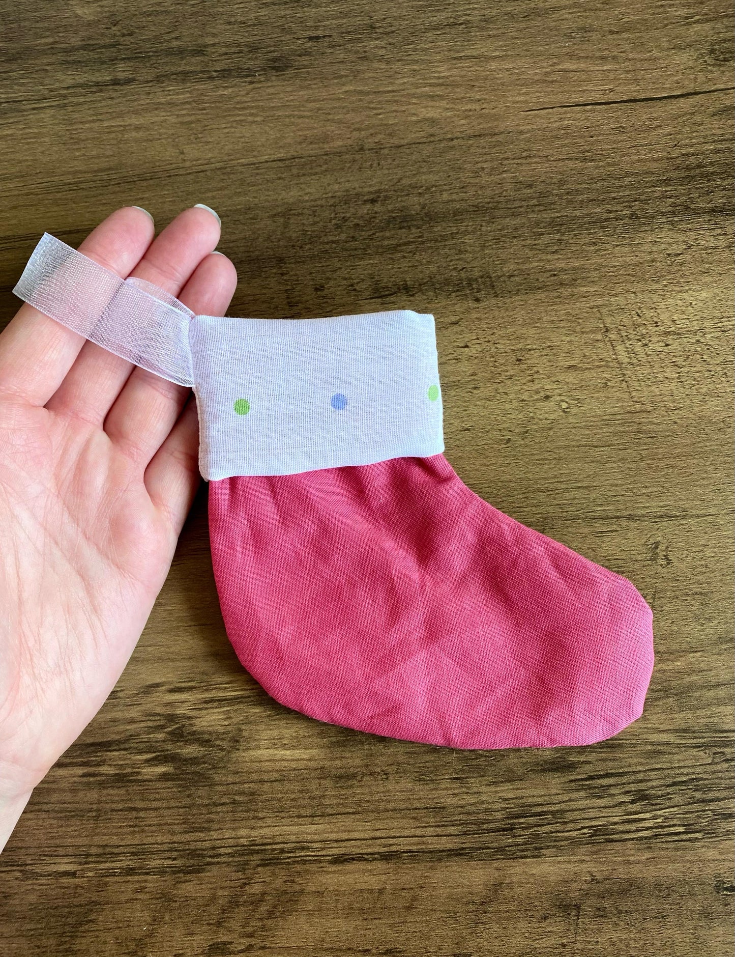 Mini Stocking - Bright Pink & Spots