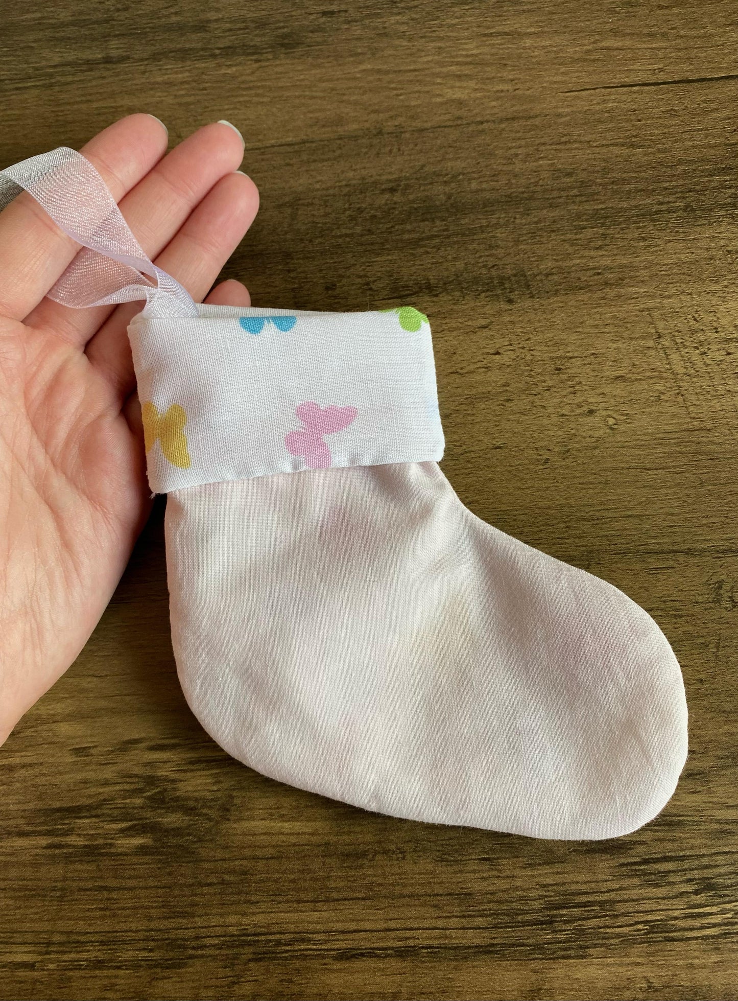 Mini Stocking - Pale Pink & Butterfly