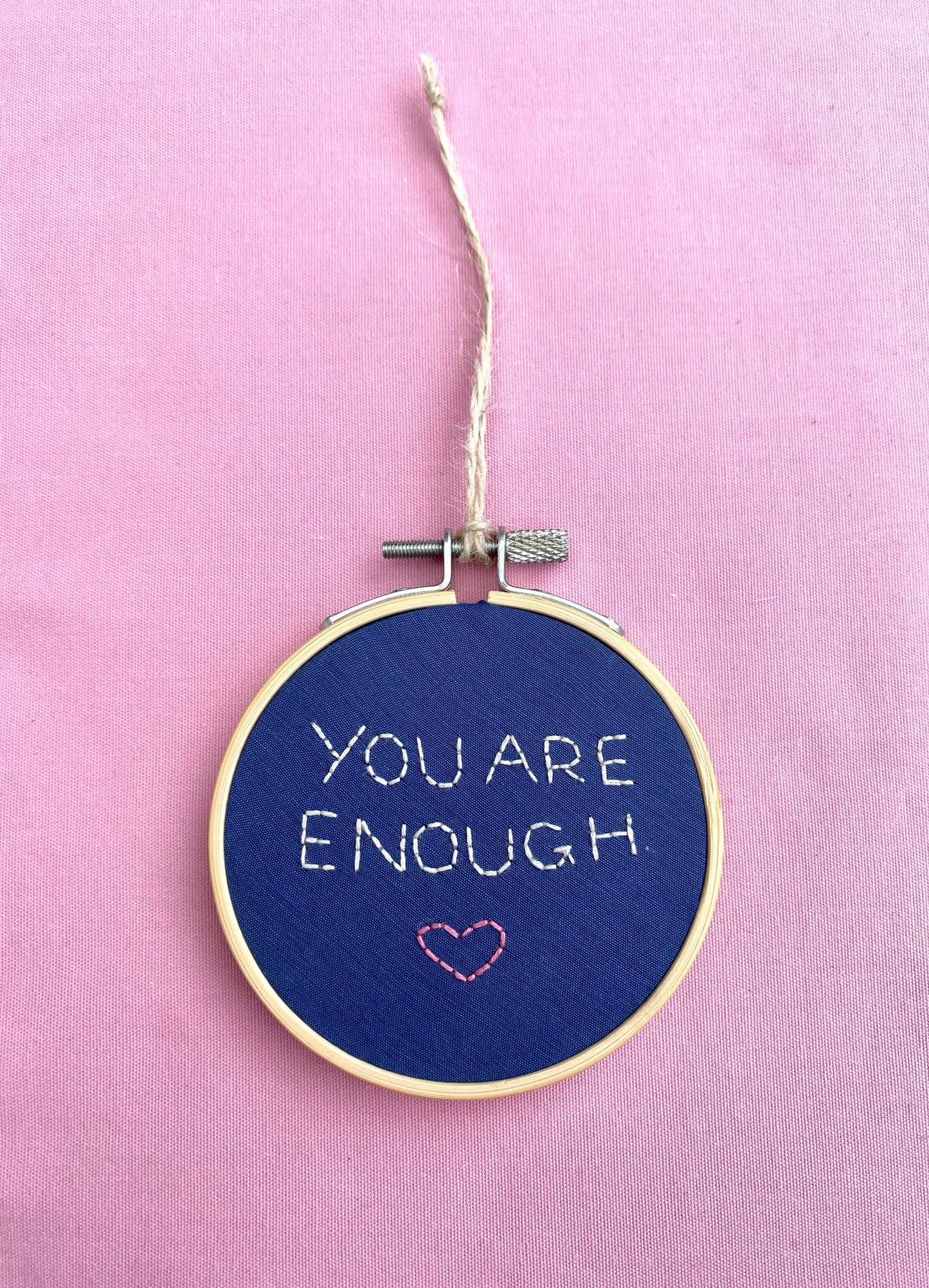 'You Are Enough' Hand Embroidered Mini Wall Hanging