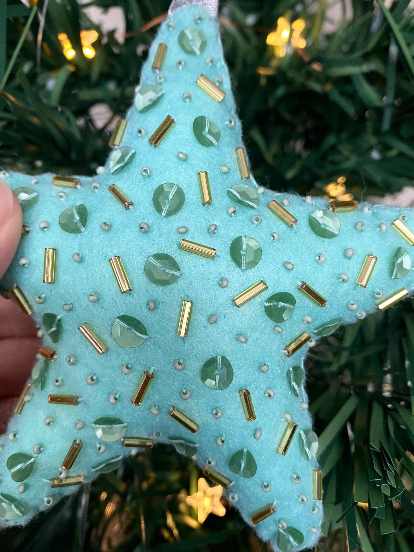 Sparkly Star Decoration - Mint Green